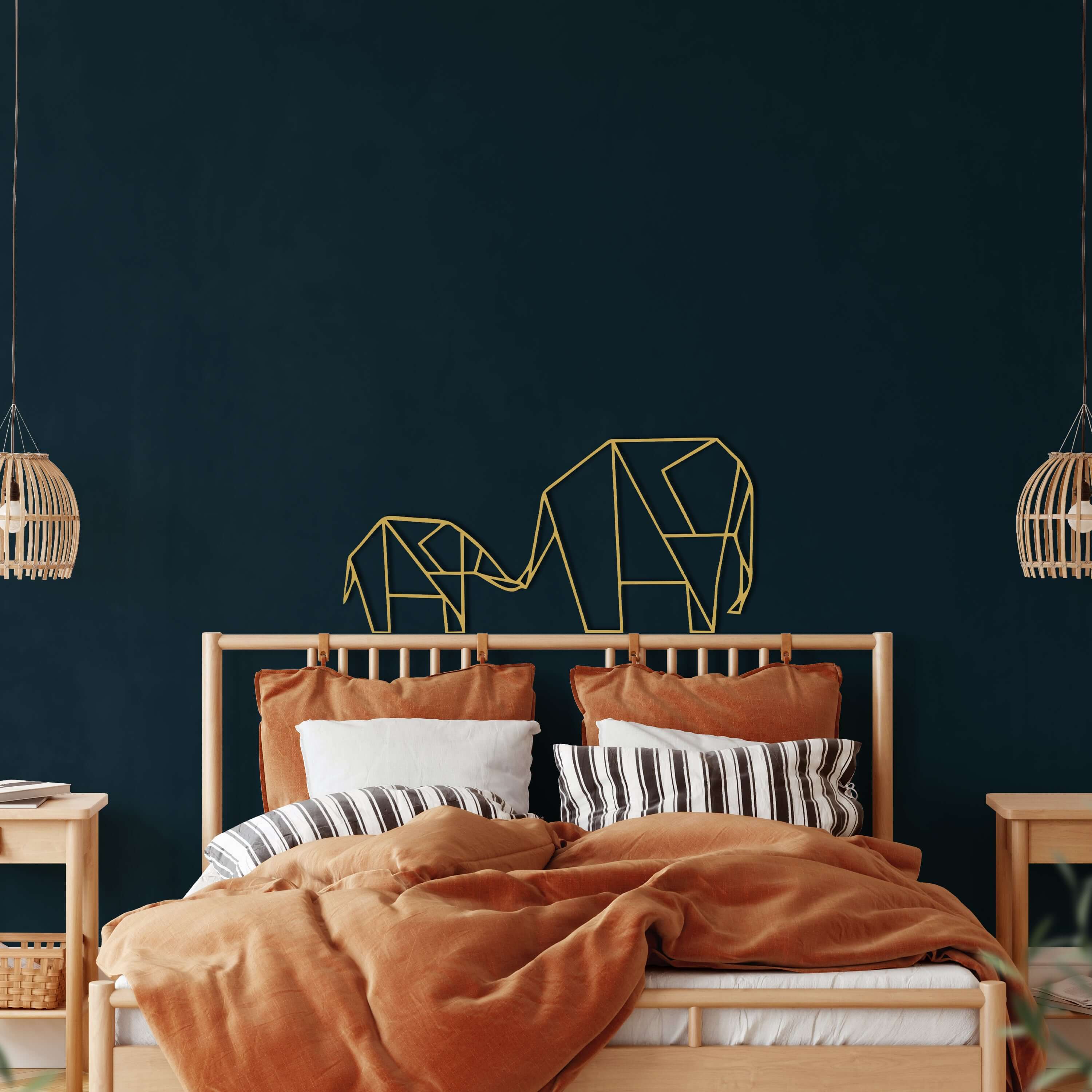 Geometric Elephant Family Metal Wall Art
