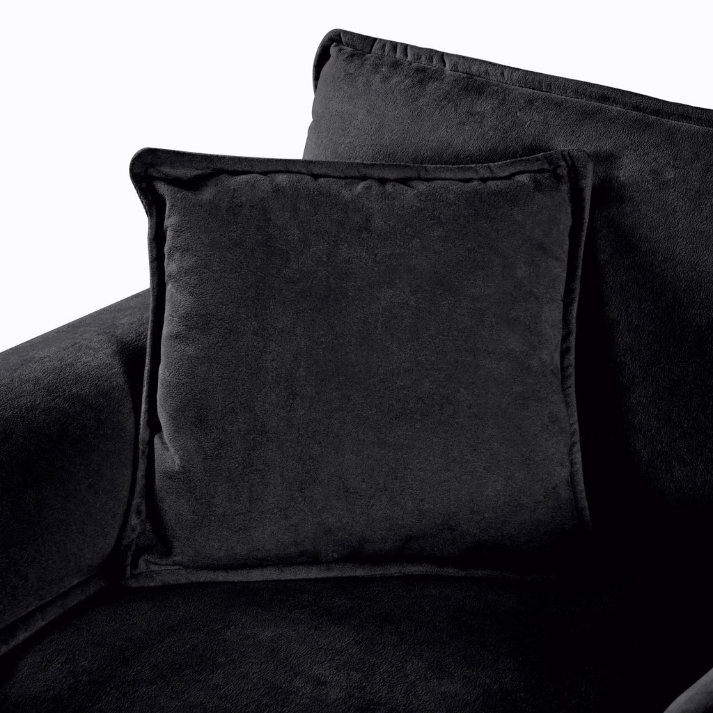 Oversized Deep Seat Sectional Cloud Sofa Sleeper with 3 Ottomans & Soft Pillows, Modular Couch Bed for Living Room, Apartment, DIY Combination Chenille,Black