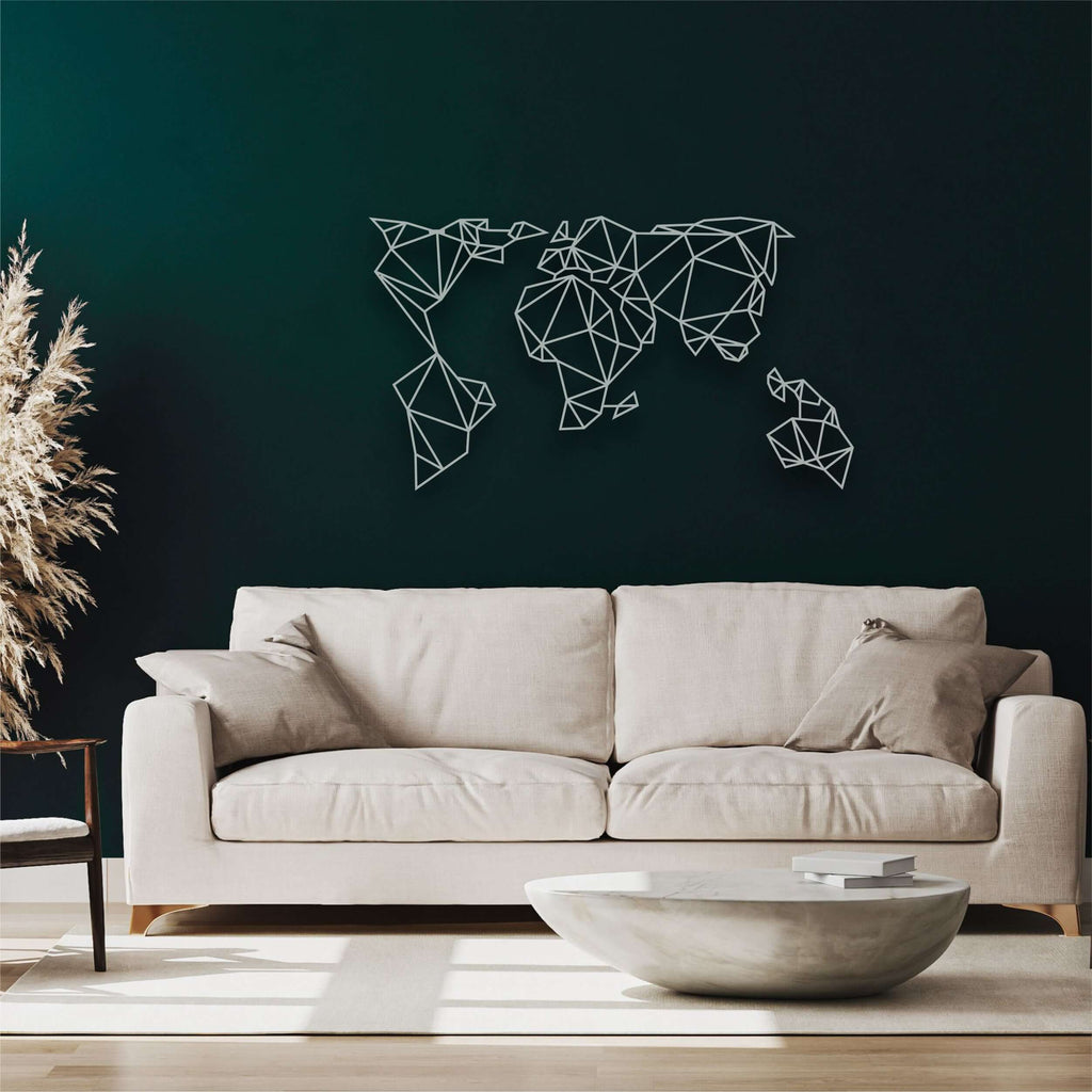 Geometric World Map Metal Wall Art
