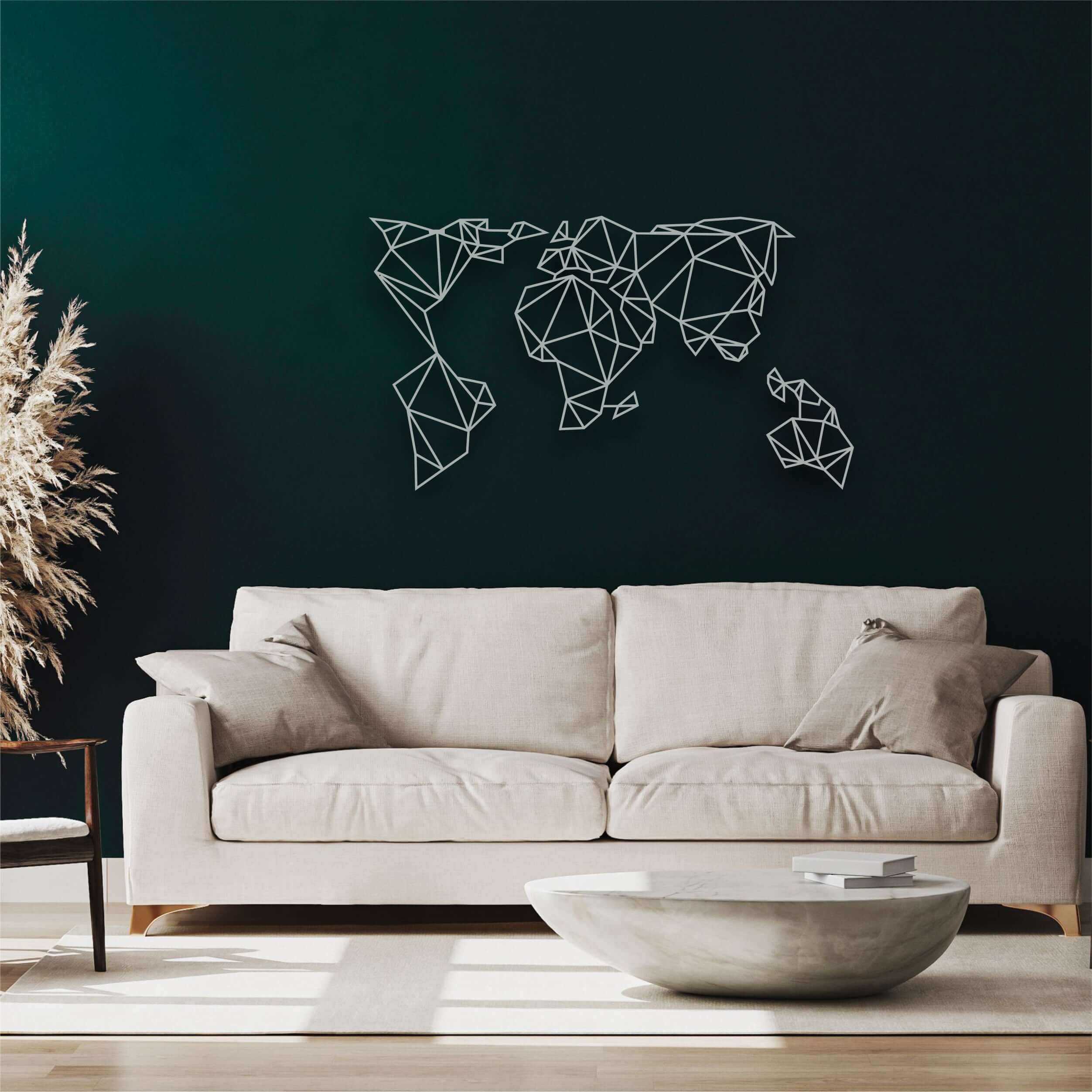 Geometric World Map Metal Wall Art