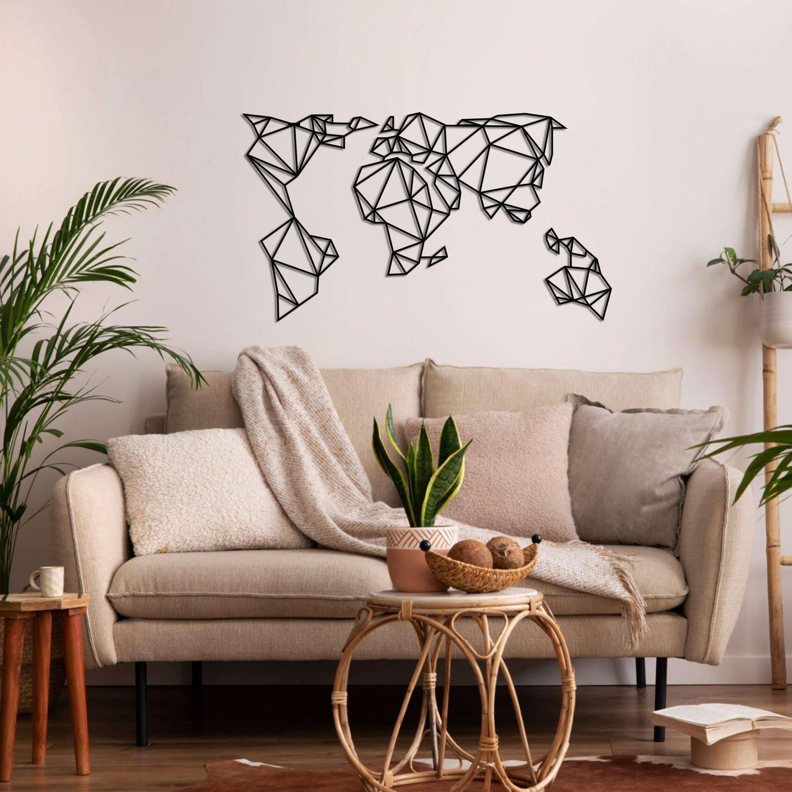 Geometric World Map Metal Wall Art