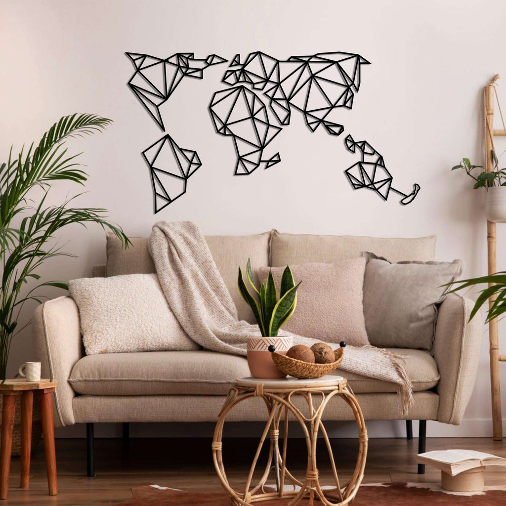 Geometric World Map 5 Piece Metal Wall Art