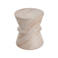 Outdoor/Indoor Lightweight Concrete Side Table with Travertine Finish, Beige, 15.5x15.5x18 inches