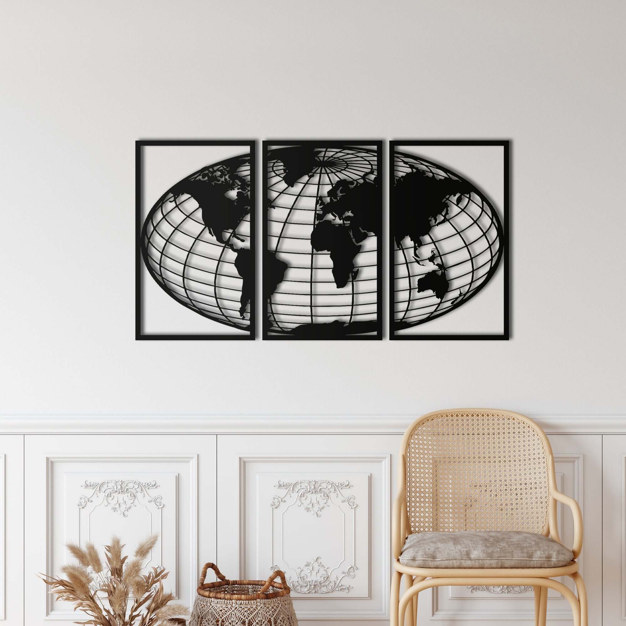 World Map Globe Metal Wall Art