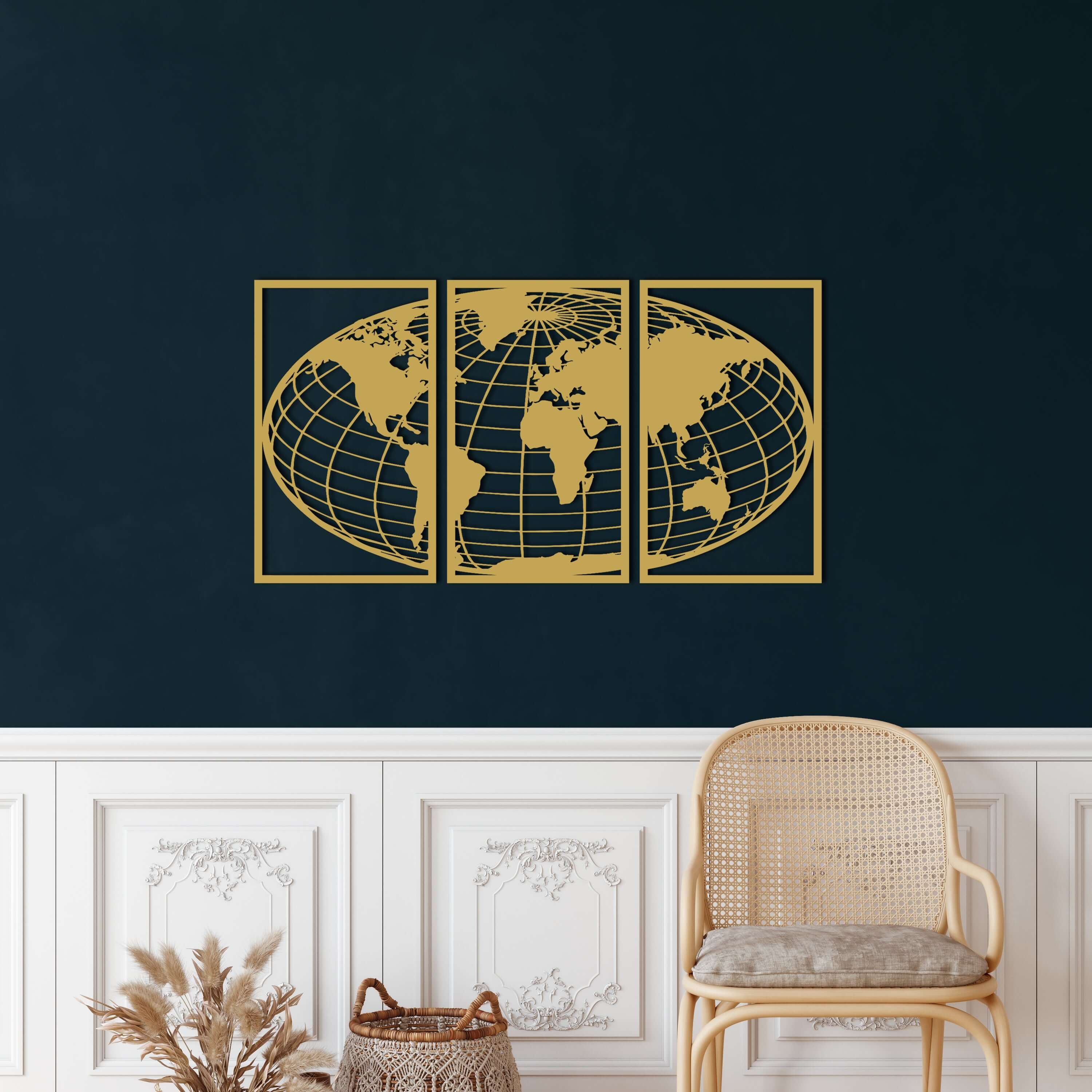 World Map Globe Metal Wall Art