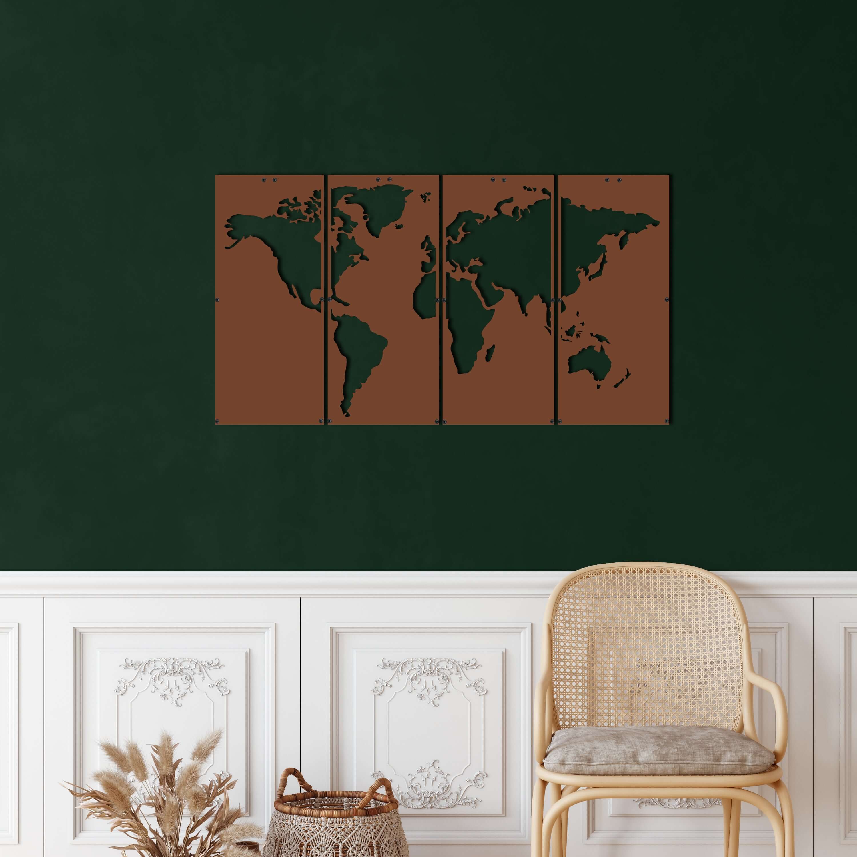 World Map Metal Wall Art