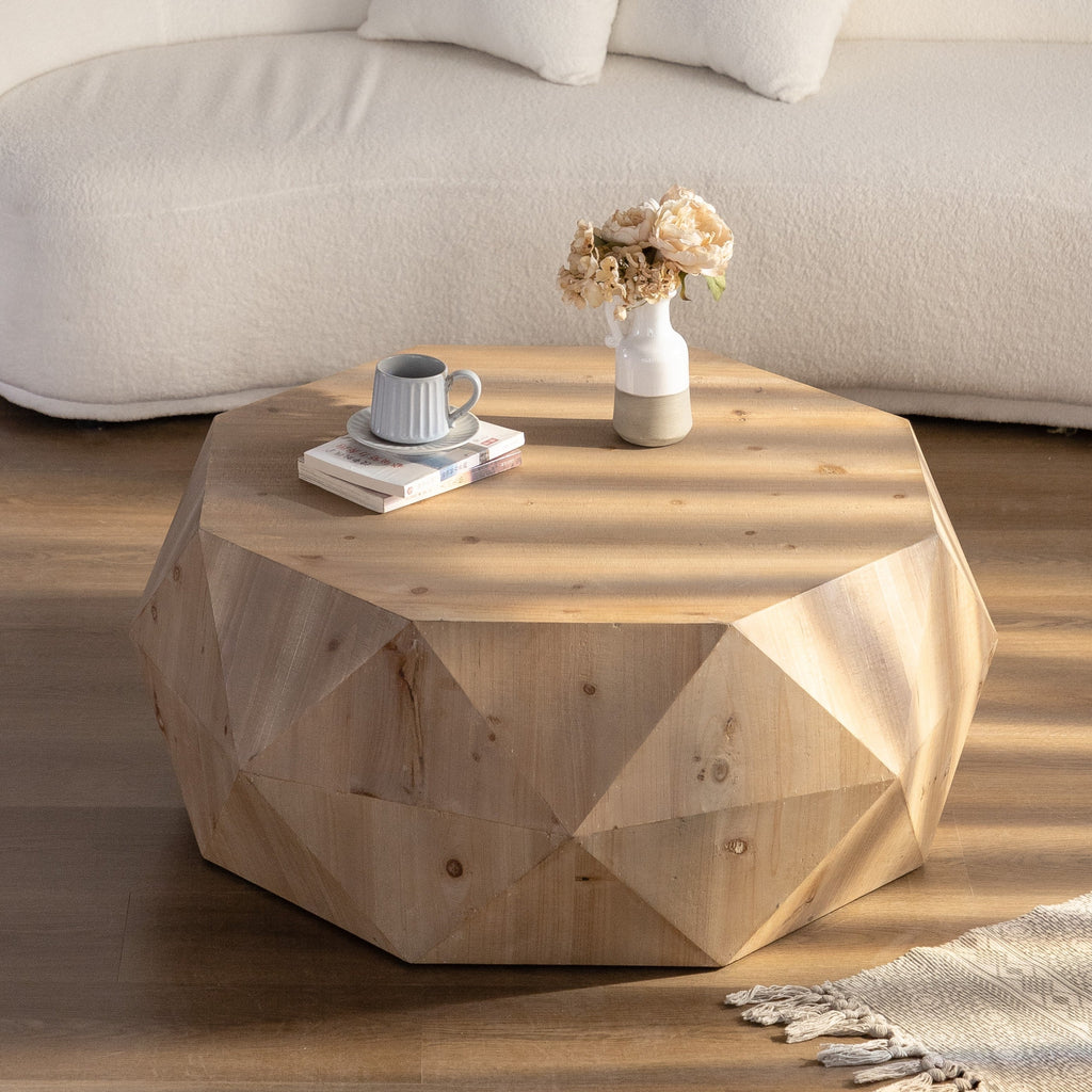 38"Three-dimensional Embossed Pattern Design American Retro Style Coffee Table(Same SKU:W757136671)