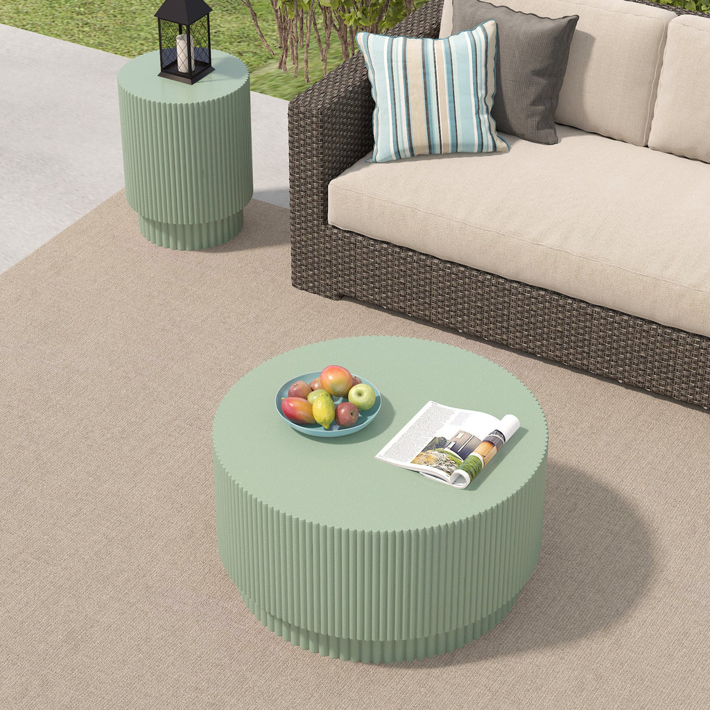 15.72-inch H-barrel coffee table, Nordic style, simple design, suitable for indoor and outdoor use, magnesium oxide material, suitable for living room, bedroom or garden sofa