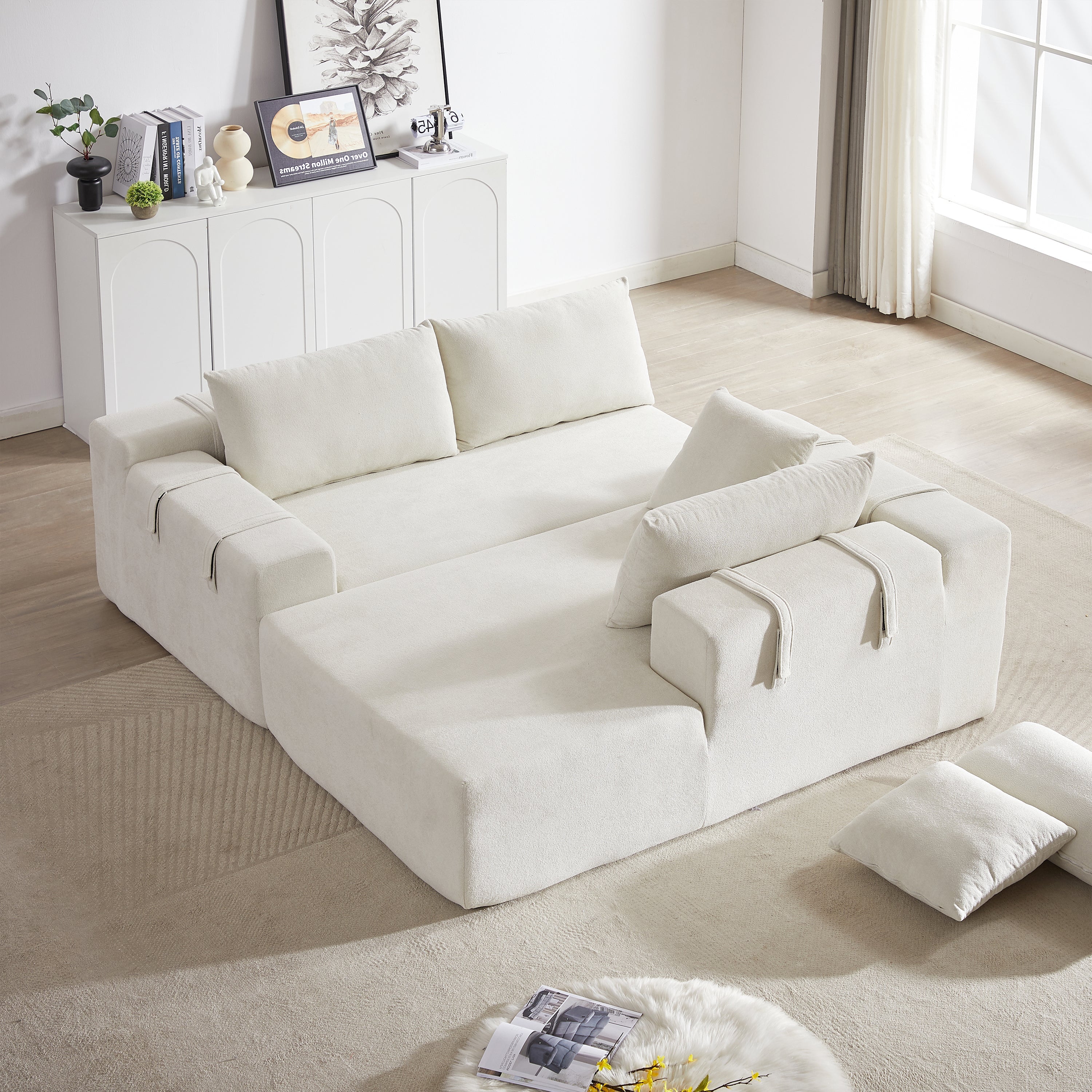 Modern Chenille Upholstered Sectional Sofa Couch Set,Modular 108' L Shaped Sectional Living Room Sofa Set With 6 Pillows,Free Combination Sofa Couch for Living Room,Bedroom(Right Chaise)