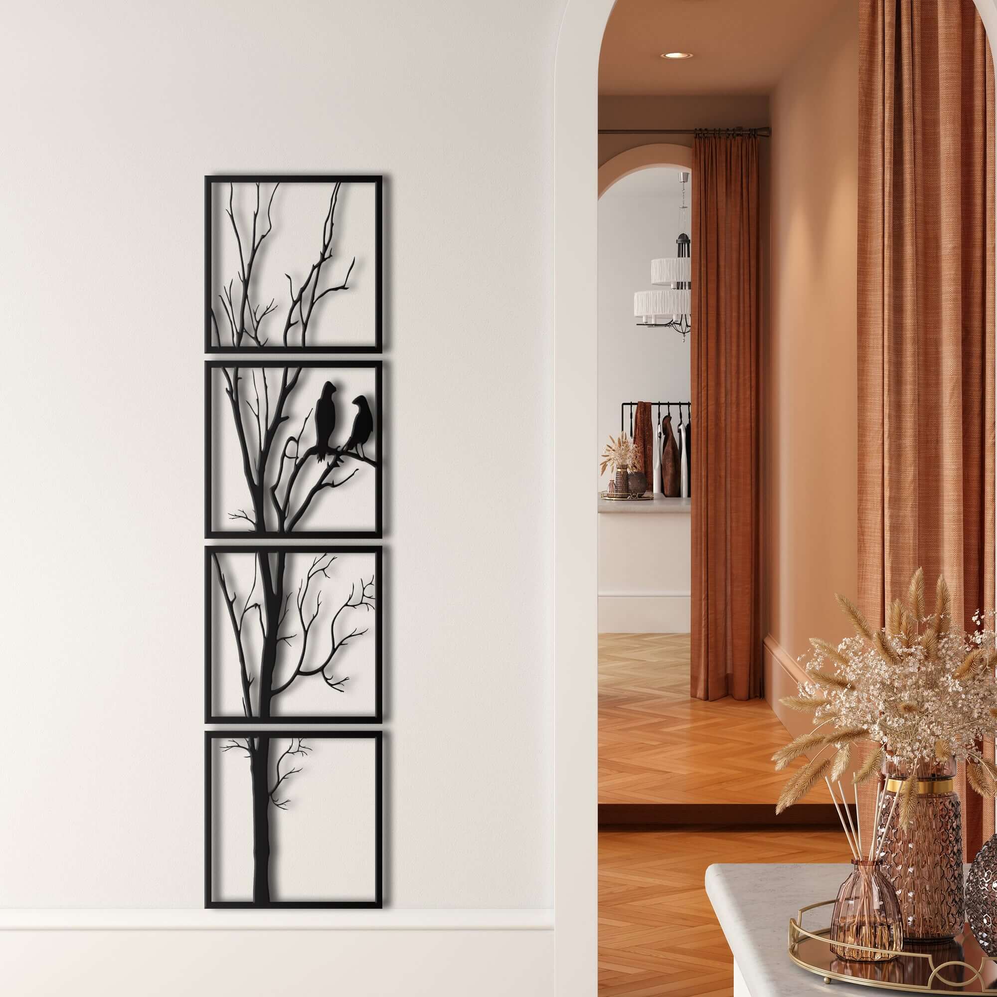 Tree and Birds Metal Wall Art
