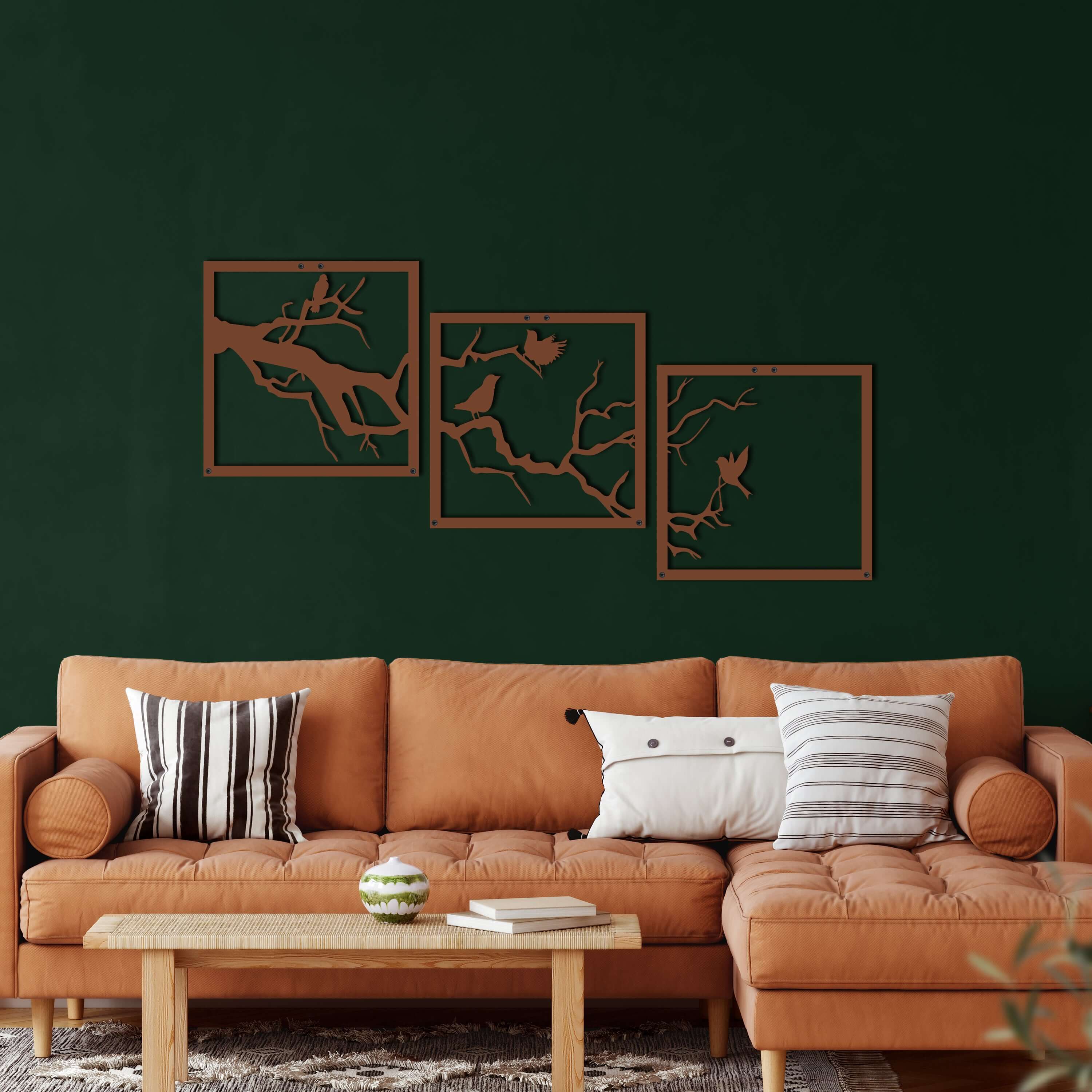 Birds on Branch Metal Wall Art