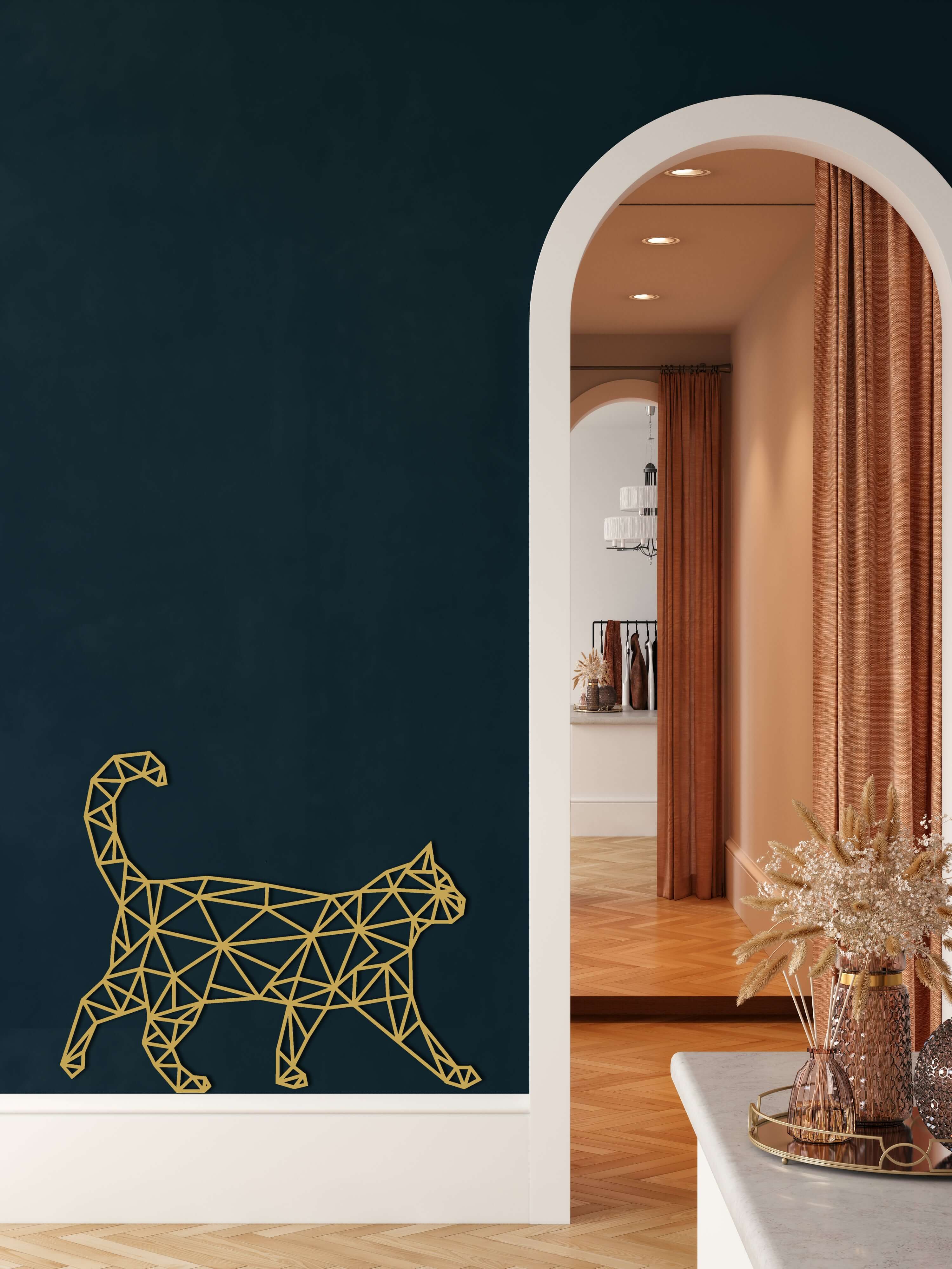 Geometric Cat Metal Wall Art