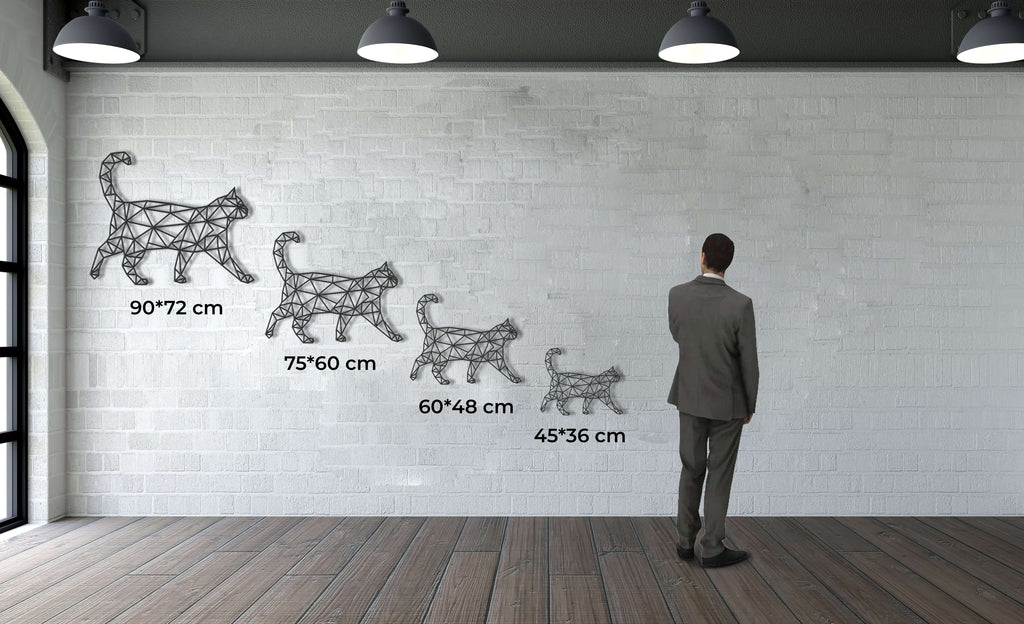 Geometric Cat Metal Wall Art