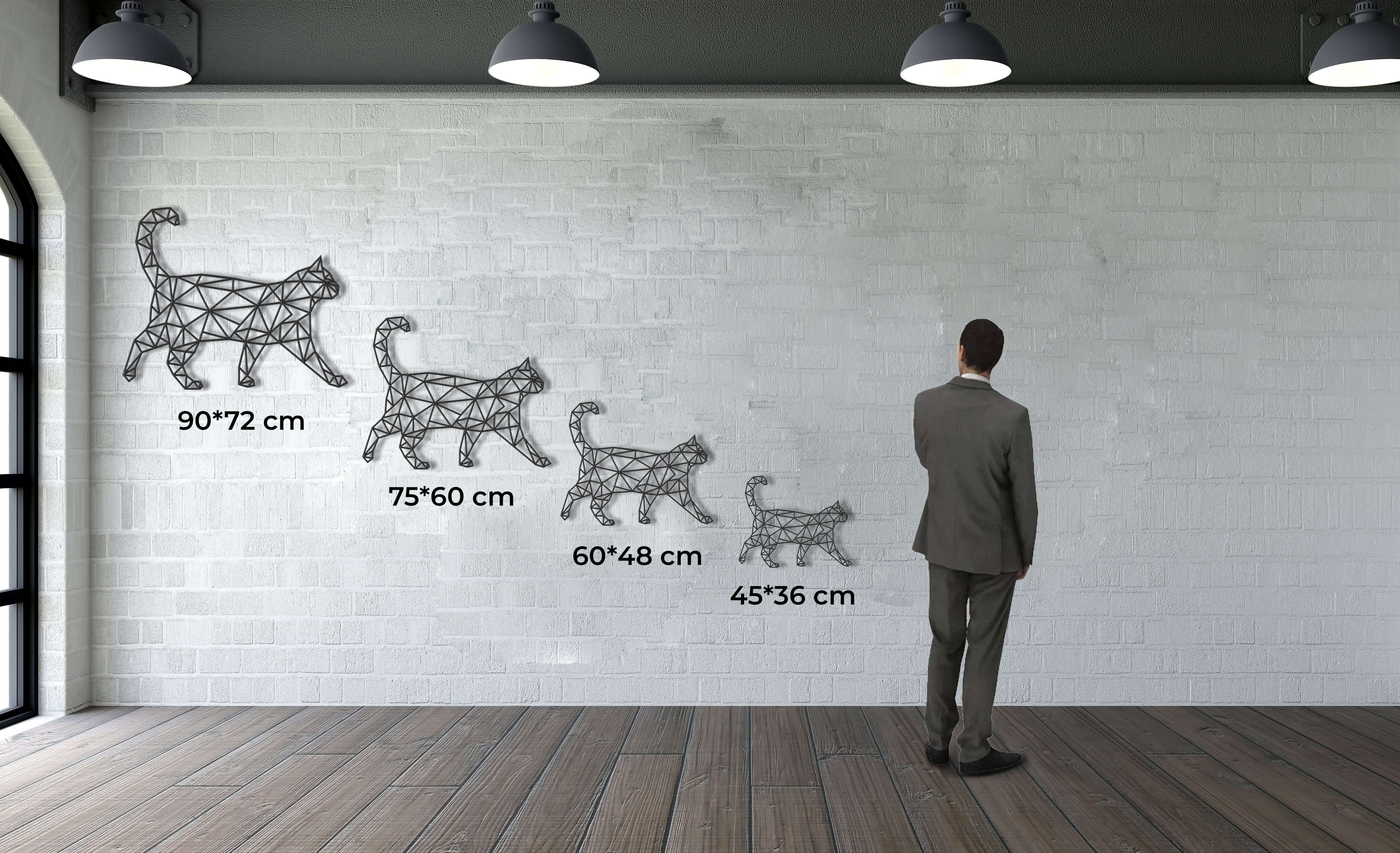 Geometric Cat Metal Wall Art