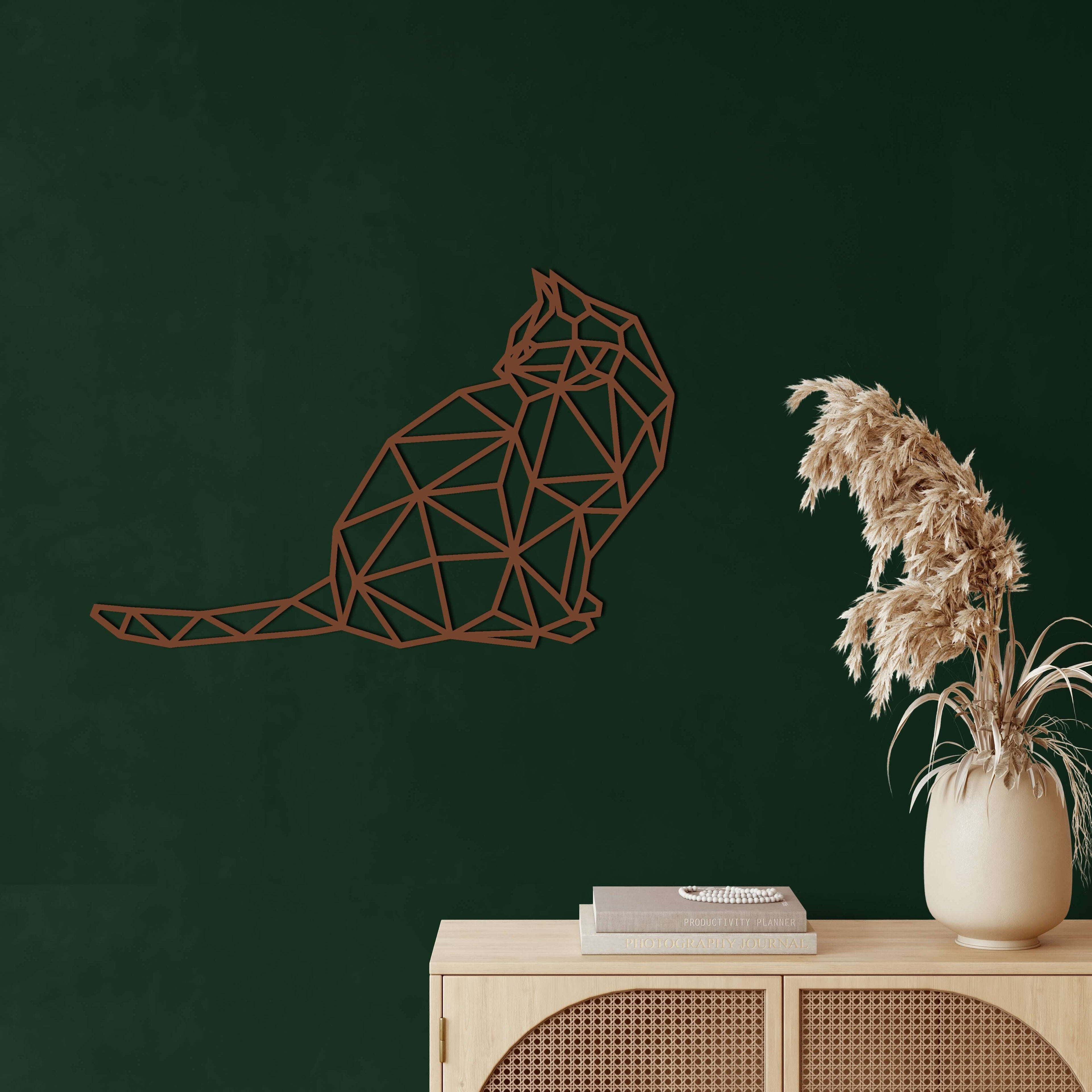 Geometric Cat Metal Wall Art