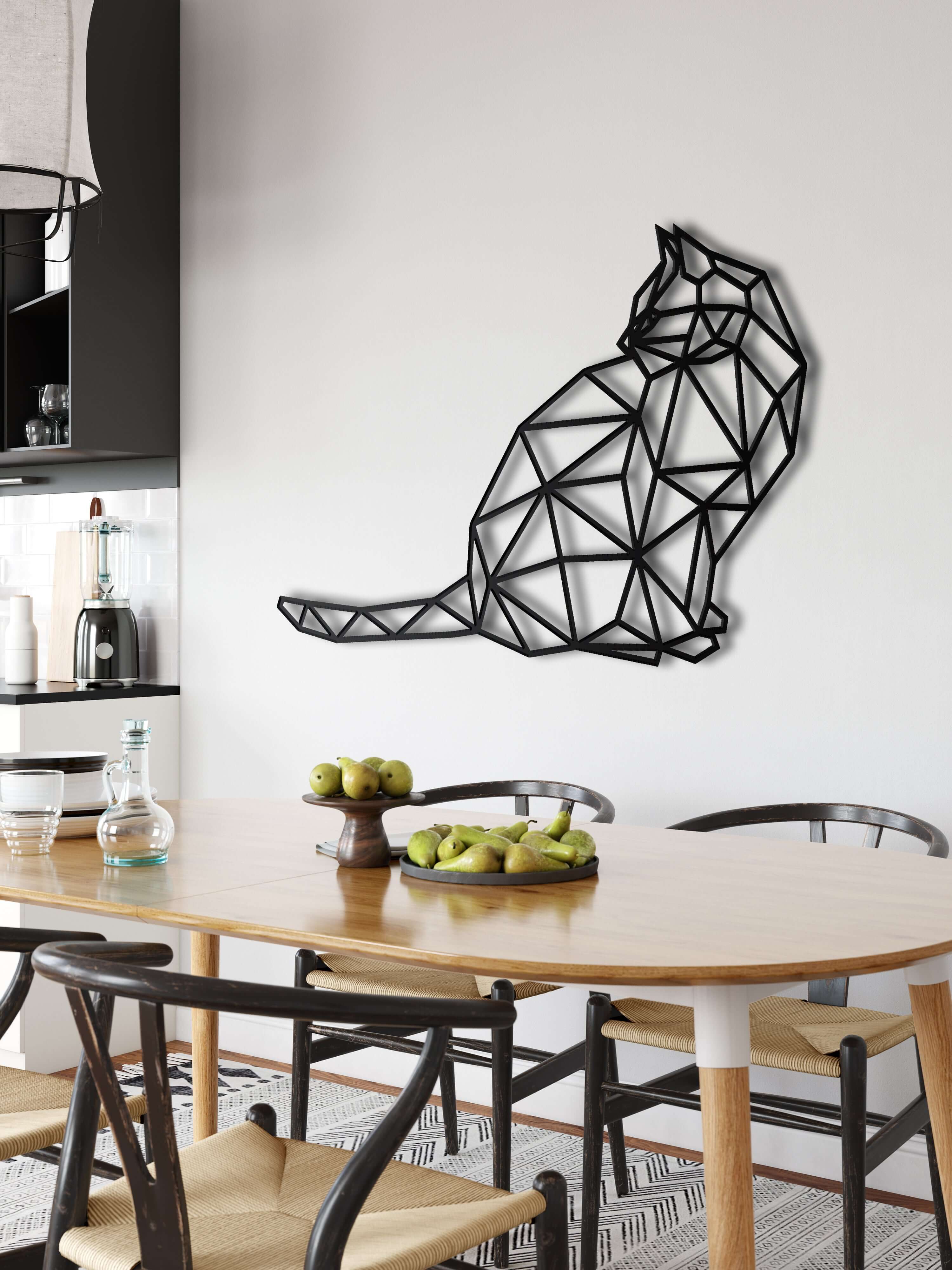 Geometric Cat Metal Wall Art