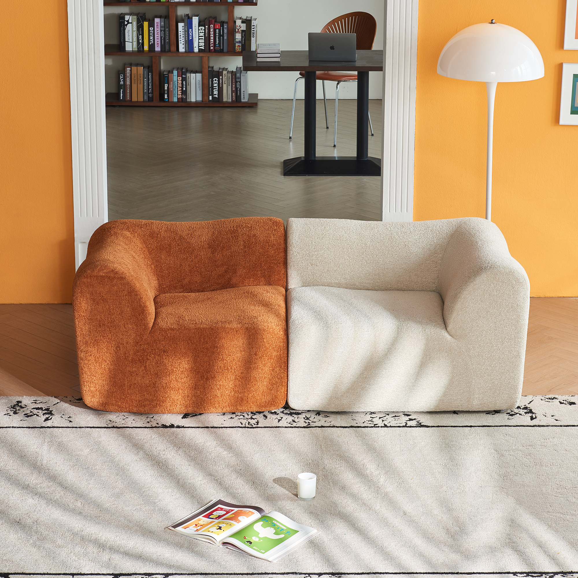 Modular Sectional Sofa, Velvet Fabric Compressed Sofa with Removable Covers, L-Shaped Corner Couch for Living Room, Modern Color - Block Design, Easy Assembly