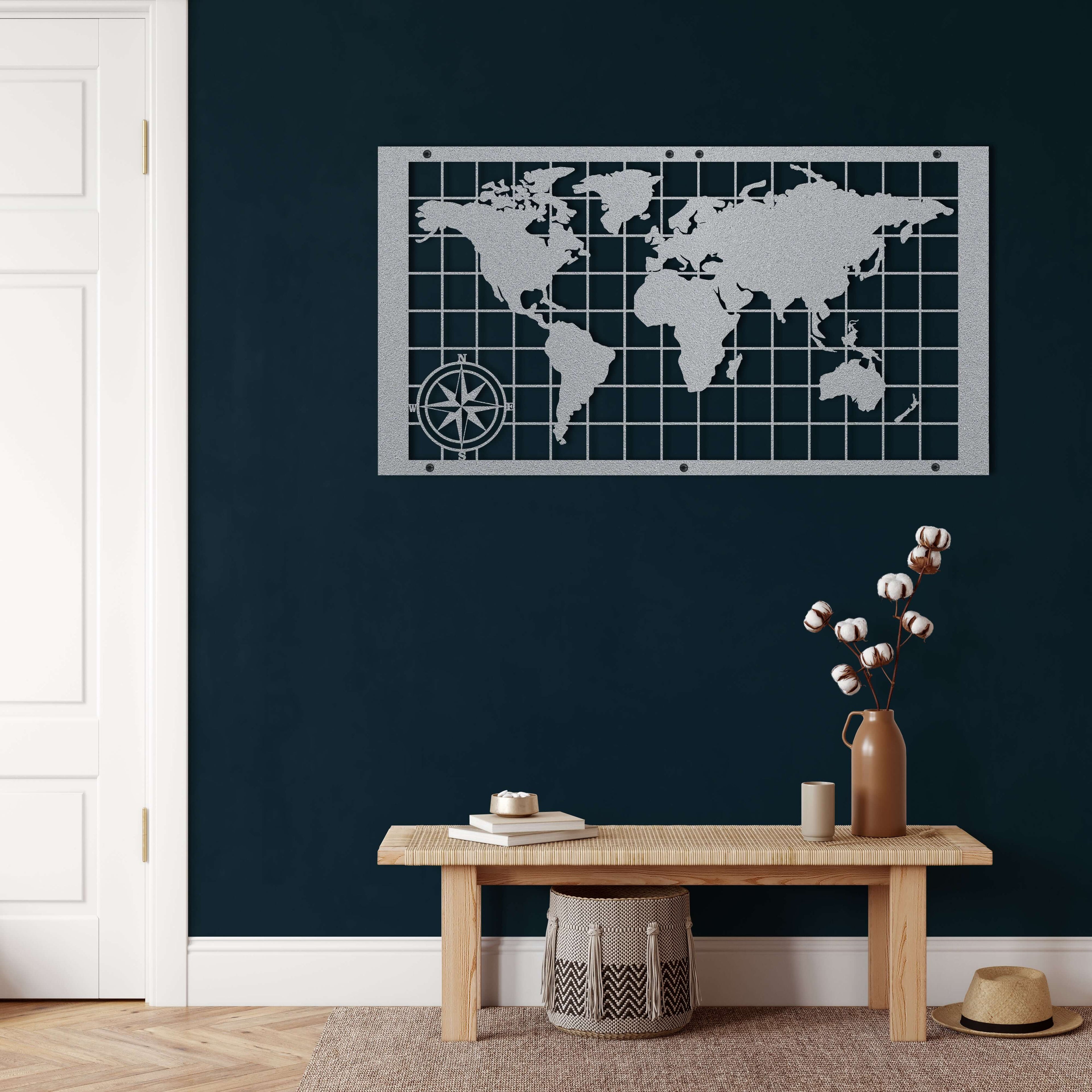 World Map Metal Wall Art
