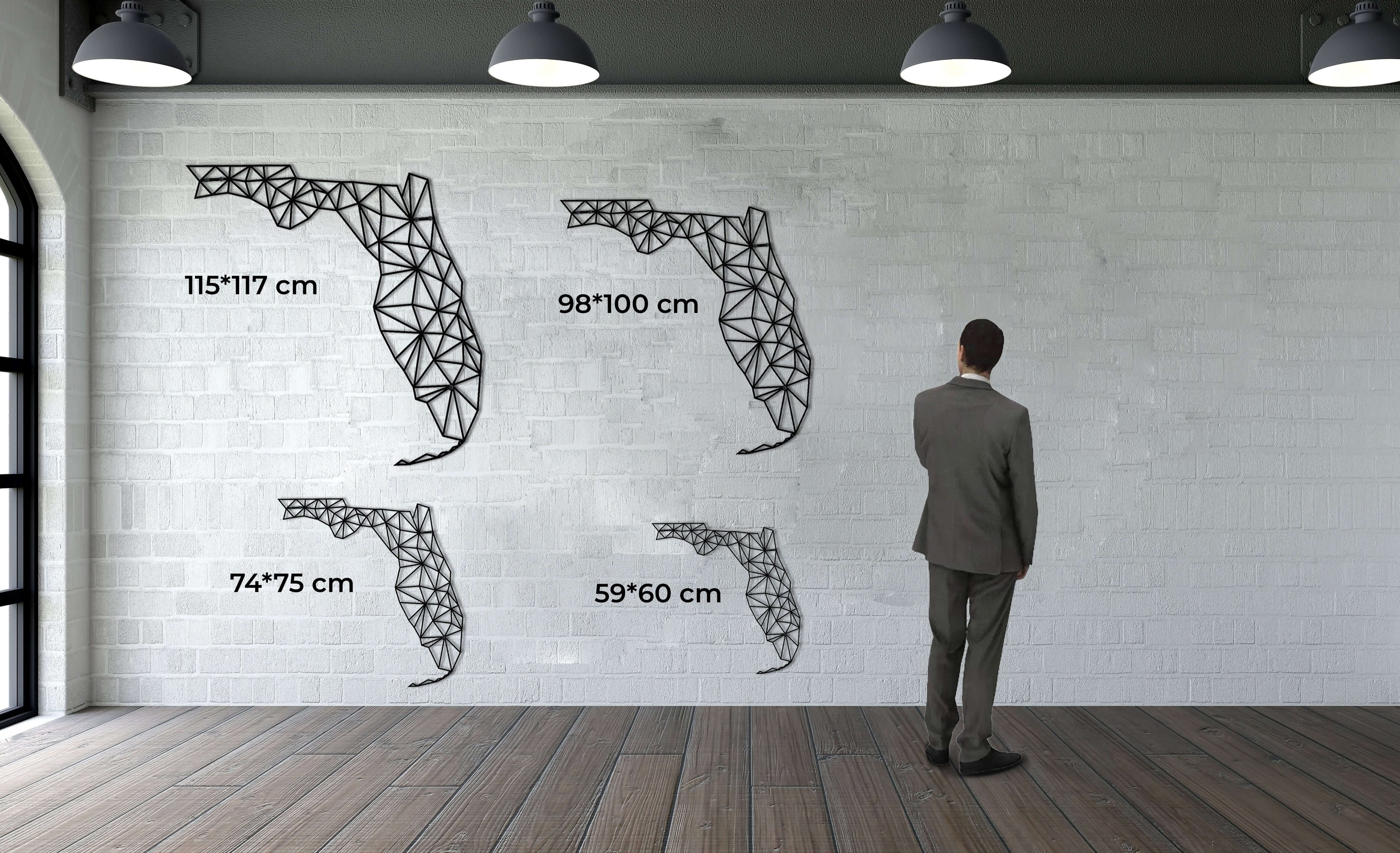 Florida Map Metal Wall Art