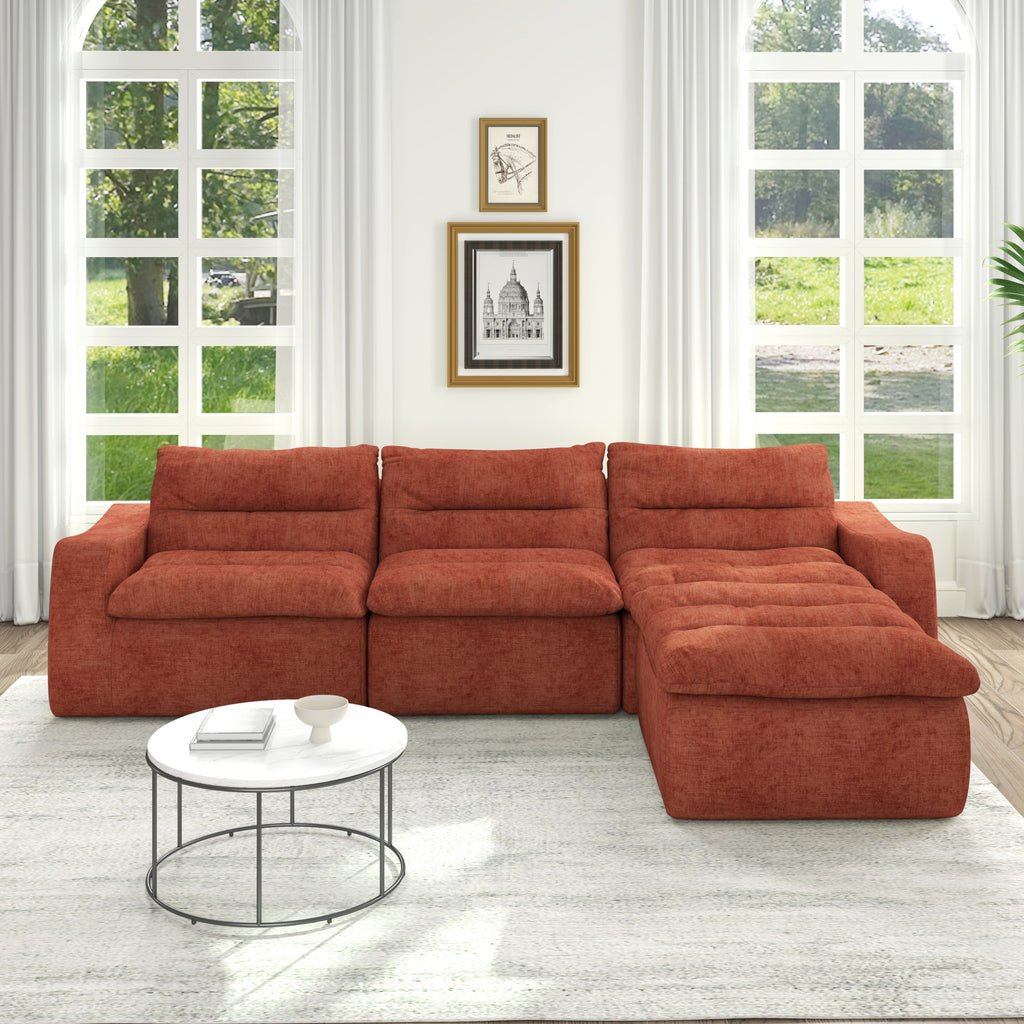 Right sofa seat, L-shaped modular combined sofa, compressed combined sofa, modern lazy style comfortable beanbag sofa-Orange