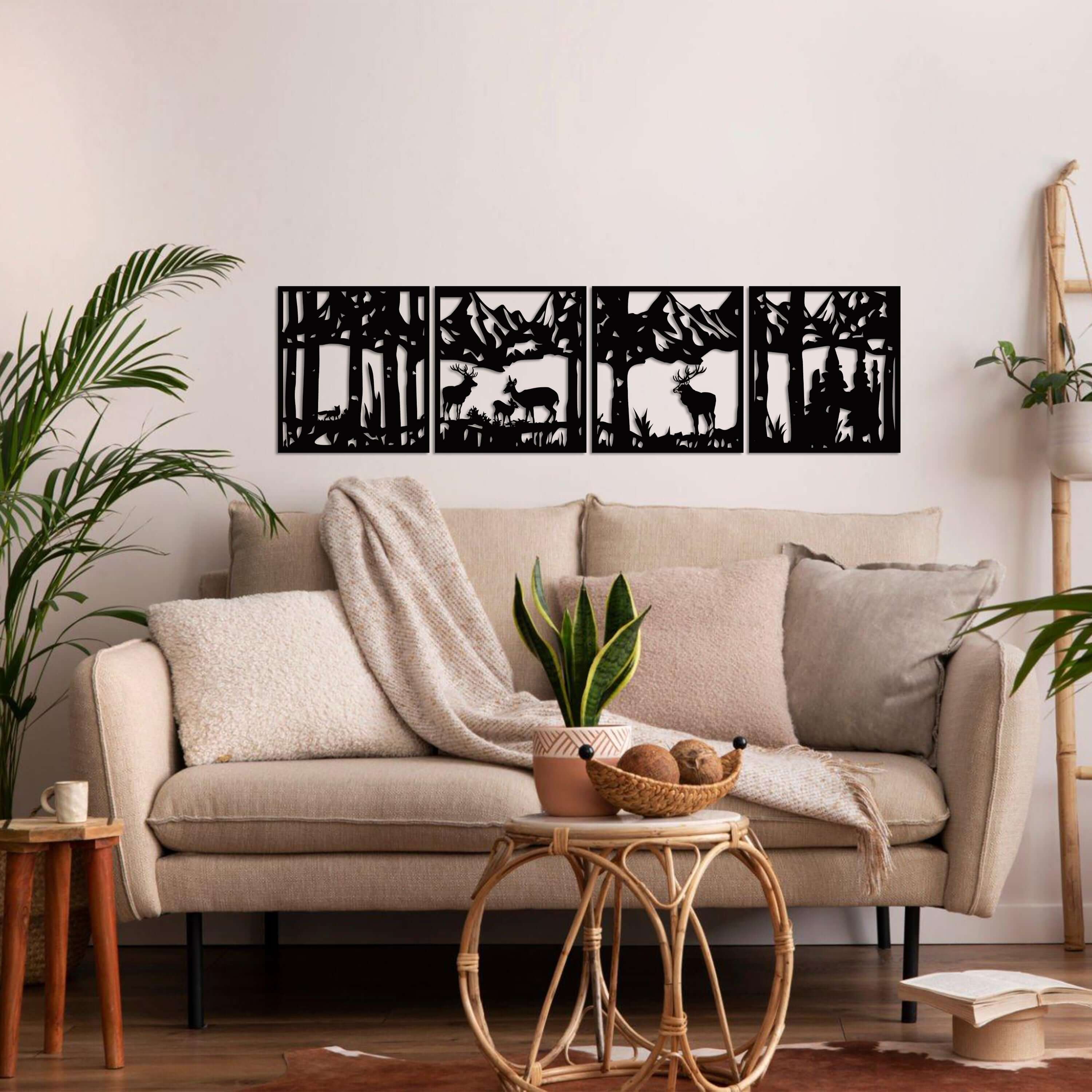 Deer Family Metal Wall Art