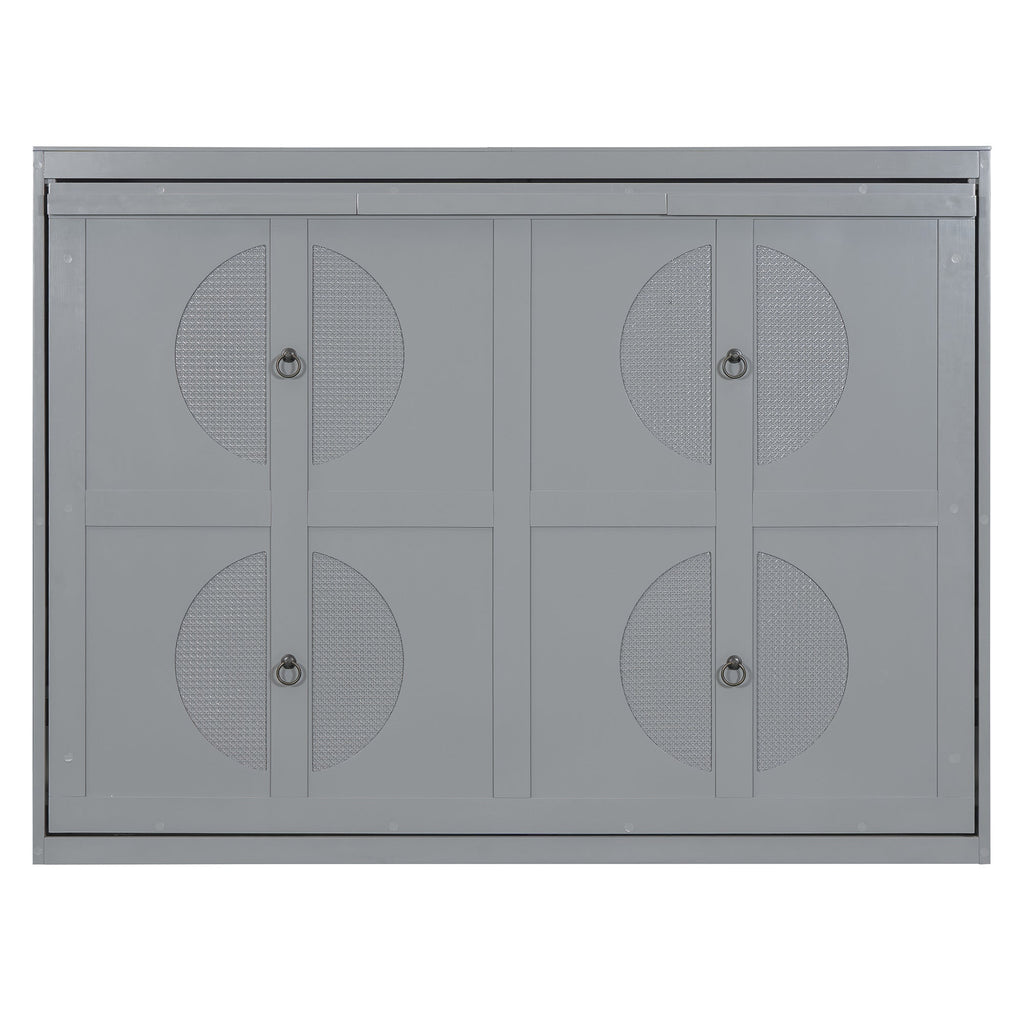 Full Size Murphy Bed Wall Bed,Gray