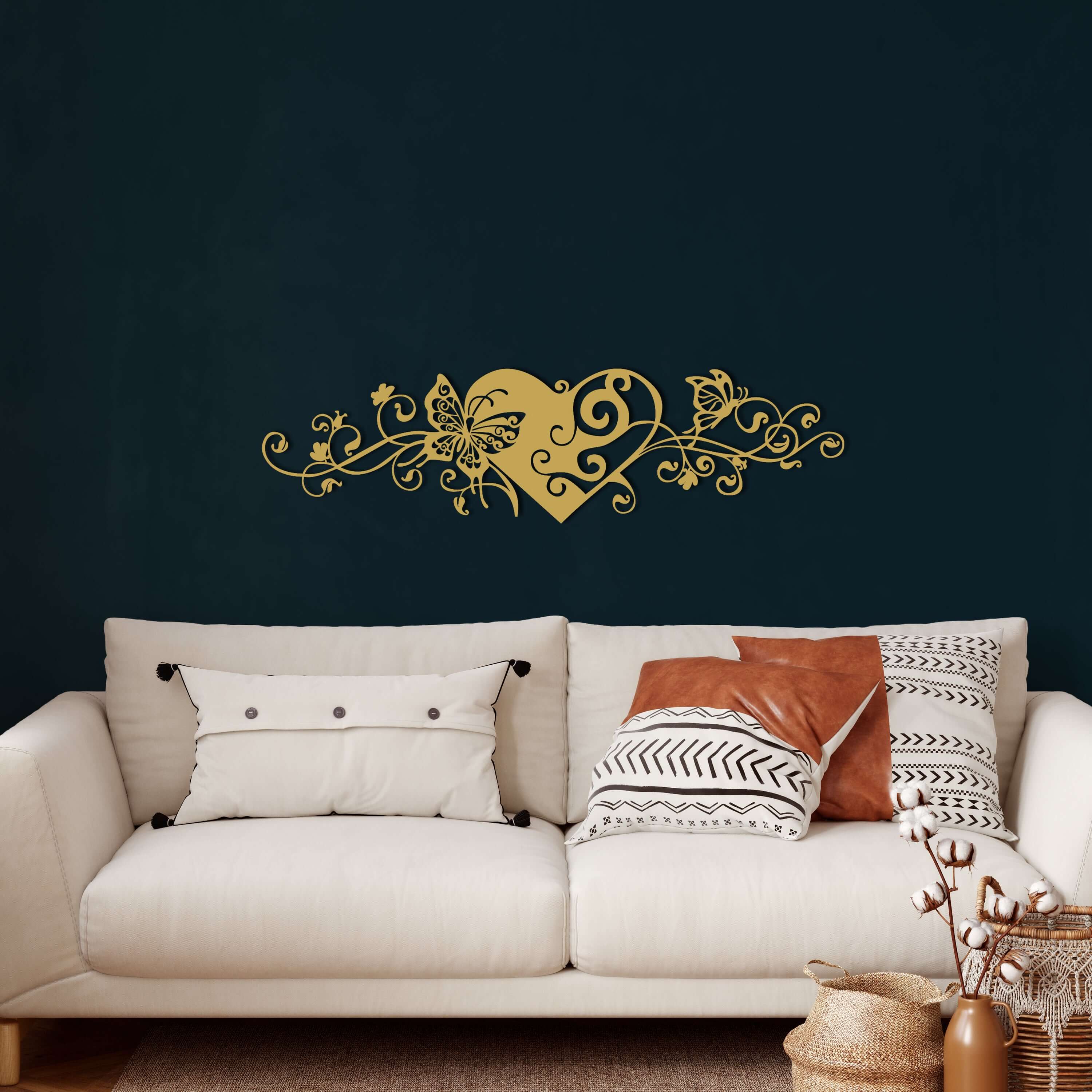 Heart and Butterfly Metal Wall Art