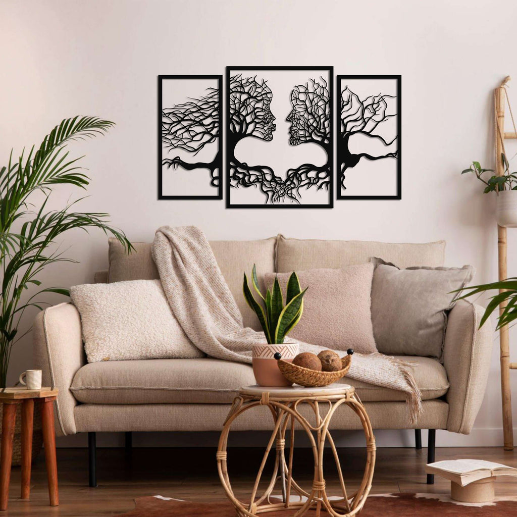 Two Face in Tree Metal Wall Art
