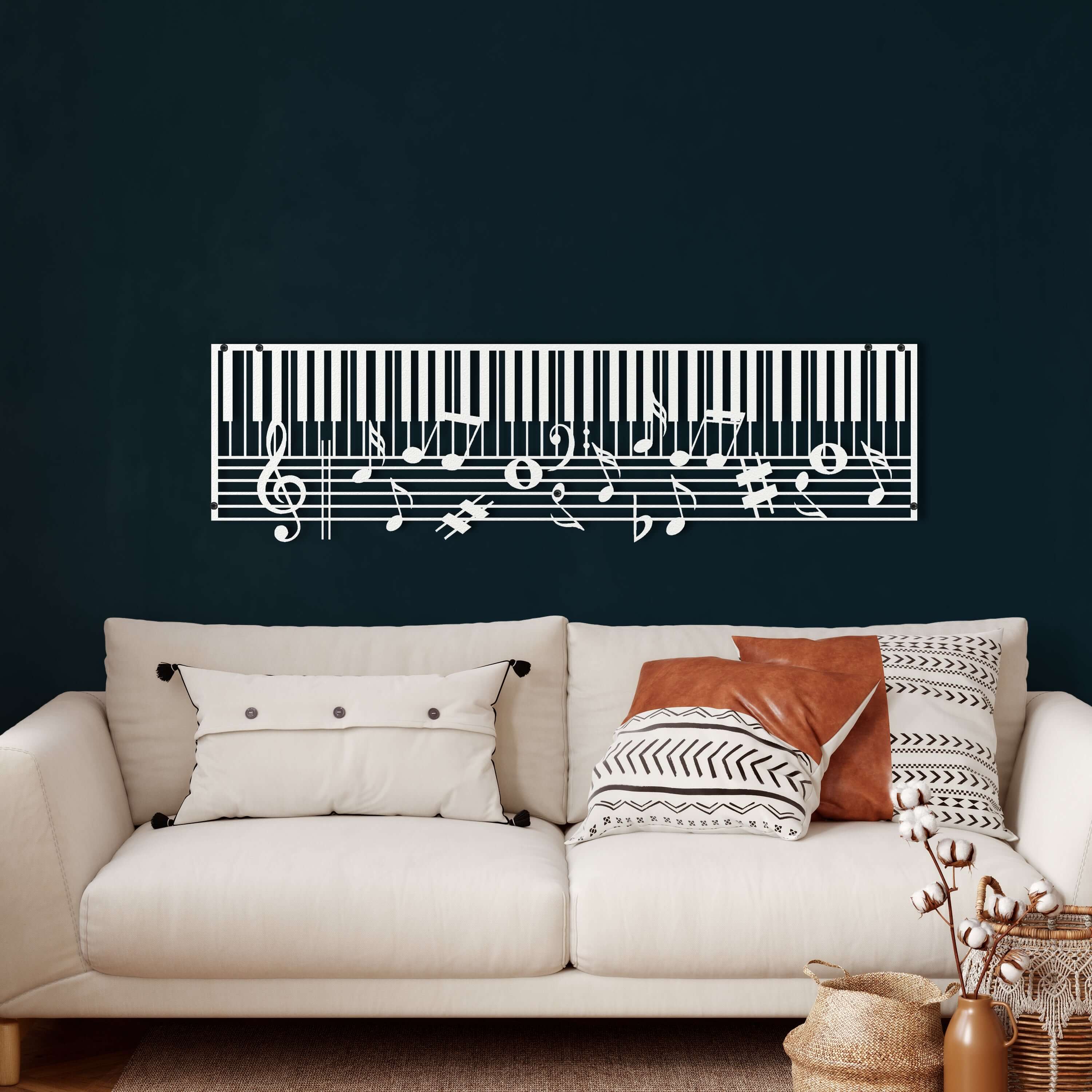 Piano and Music Notes Metal Wall Art