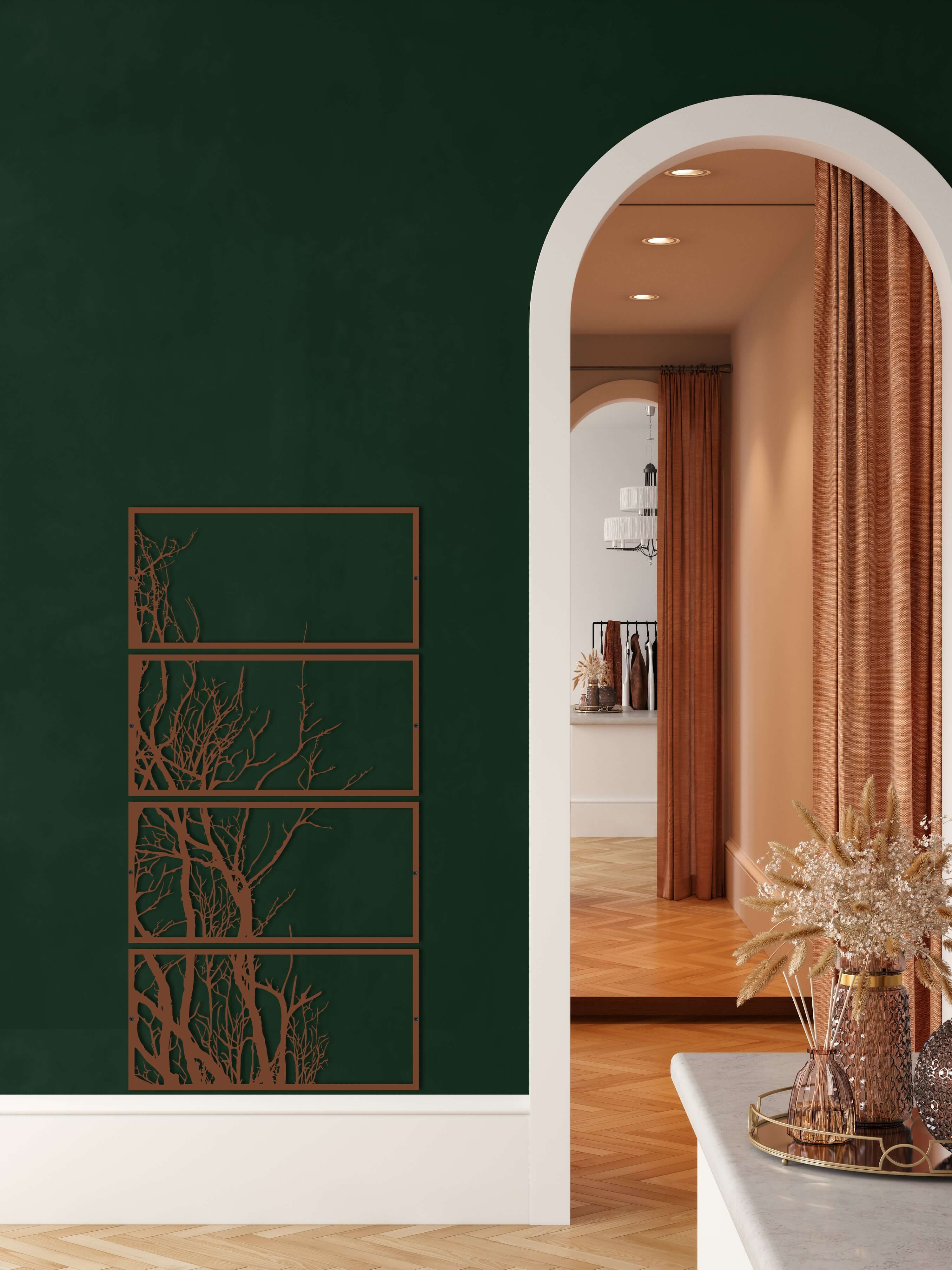 4 Panels Tree of Life Metal Wall Art