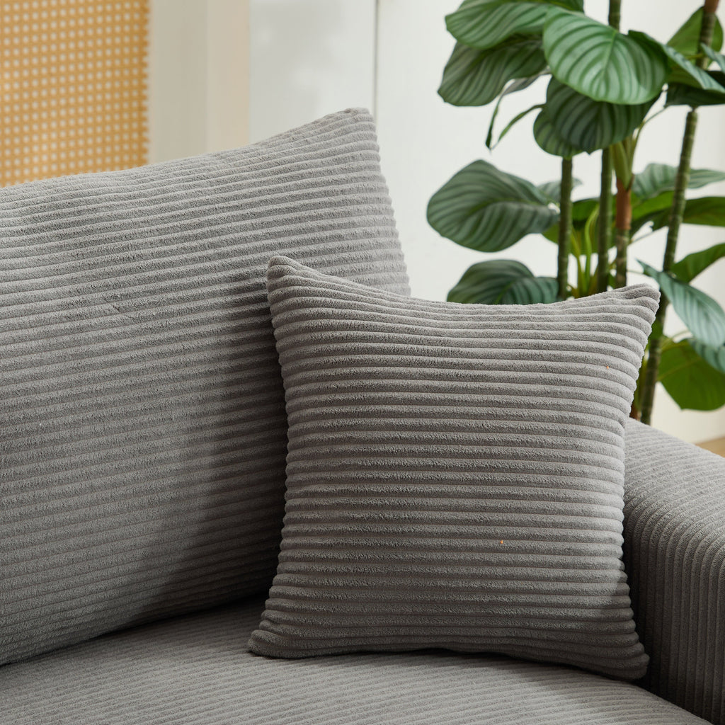 Modern Sectional Couch , 2 Pieces Corduroy Couch Cushion Covers , Soft Stretch Sofa Slipcovers with 2pcs Pillows