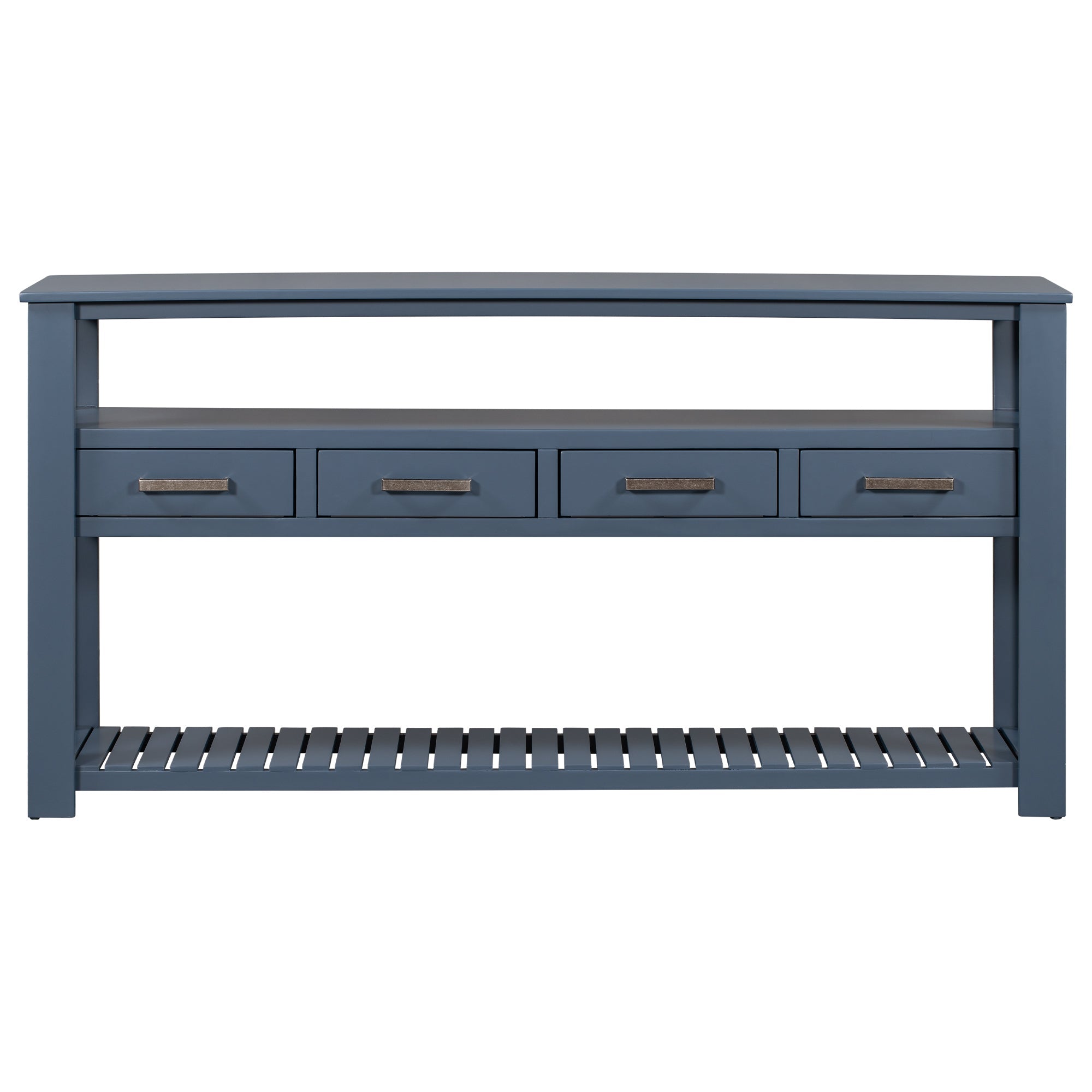 U_STYLE 62.2''Large Entryway Table with 4 Drawers,Painted Console Table with 3-Tier Open Shelves and Metal Handles,Versatile Hallway Sofa Table for Living Room, Bedroom, Foyer and Kitchen