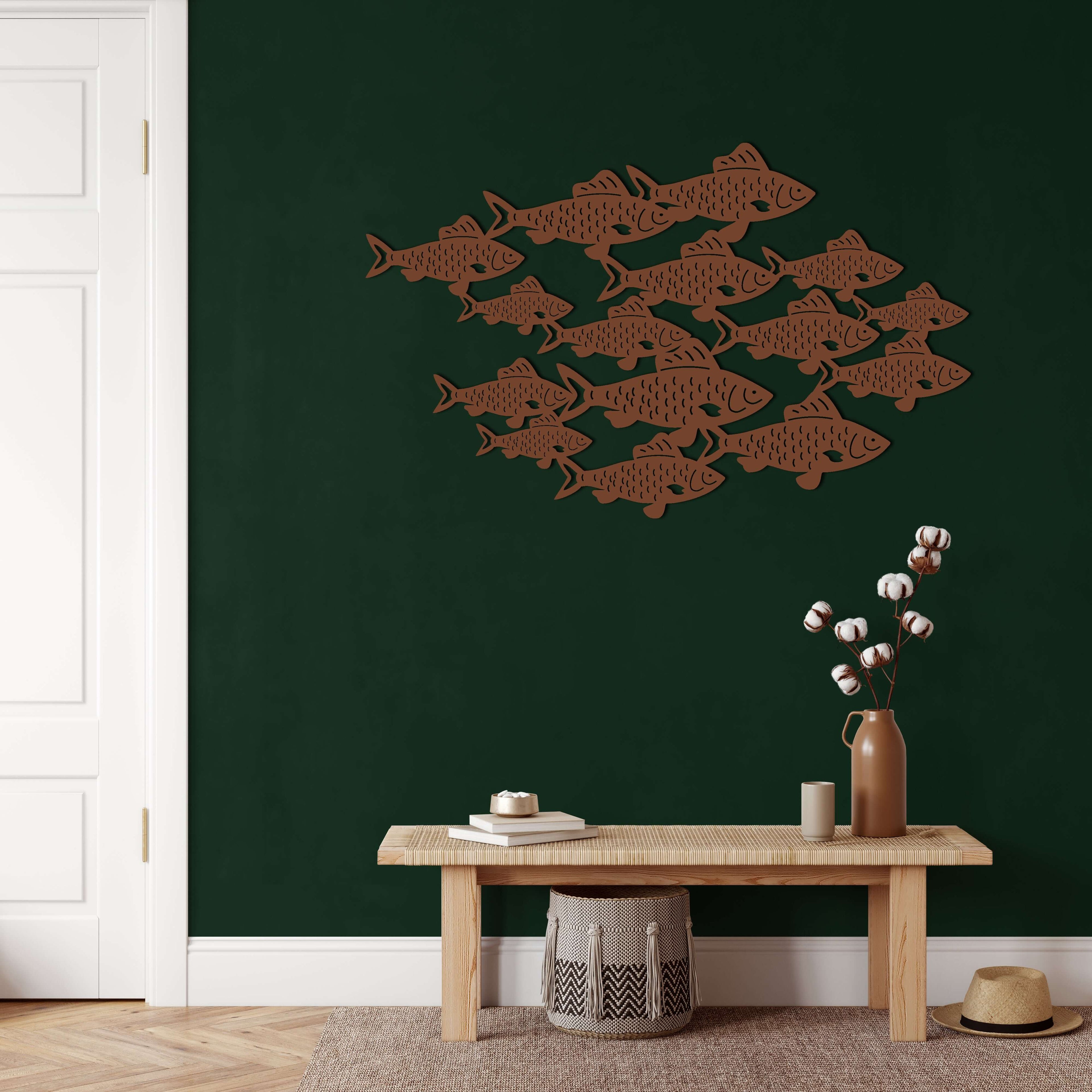 Fish Shoal Metal Wall Art