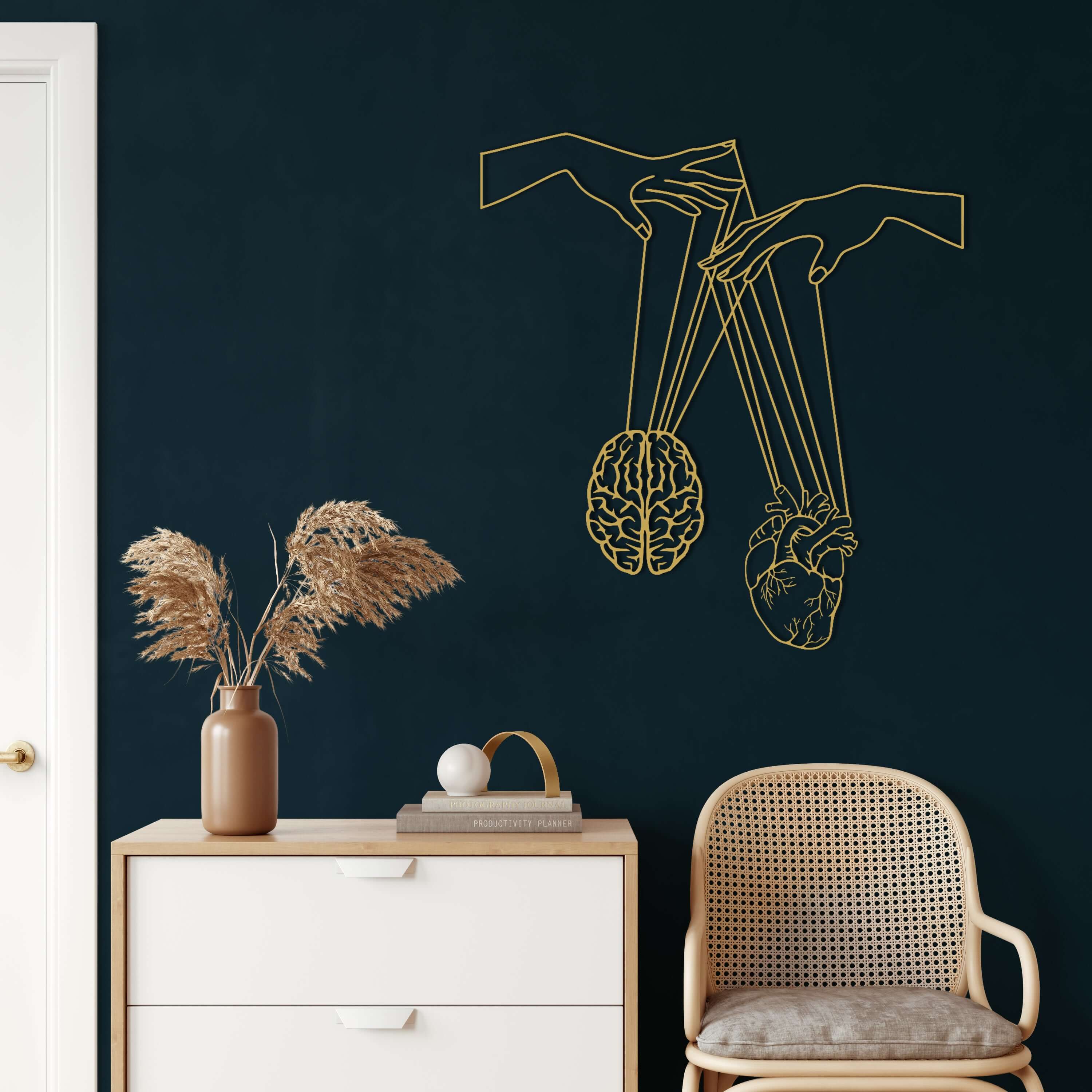 Brain and Heart Metal Wall Art