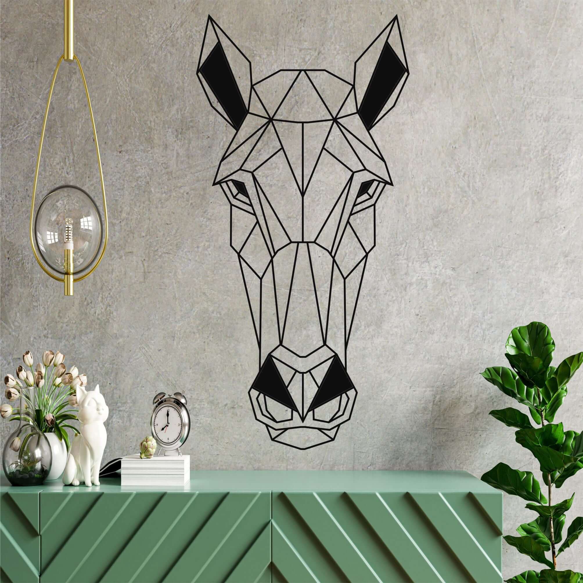 Geometric Horse Head Metal Wall Art