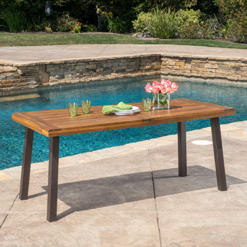Outdoor Dining Set – Premium Acacia Wood Della Table & Wicker Chairs with Cream Cushion for Comfortable Dining Experience,Suitable for large gatherings(1 Table + 4 Chairs)