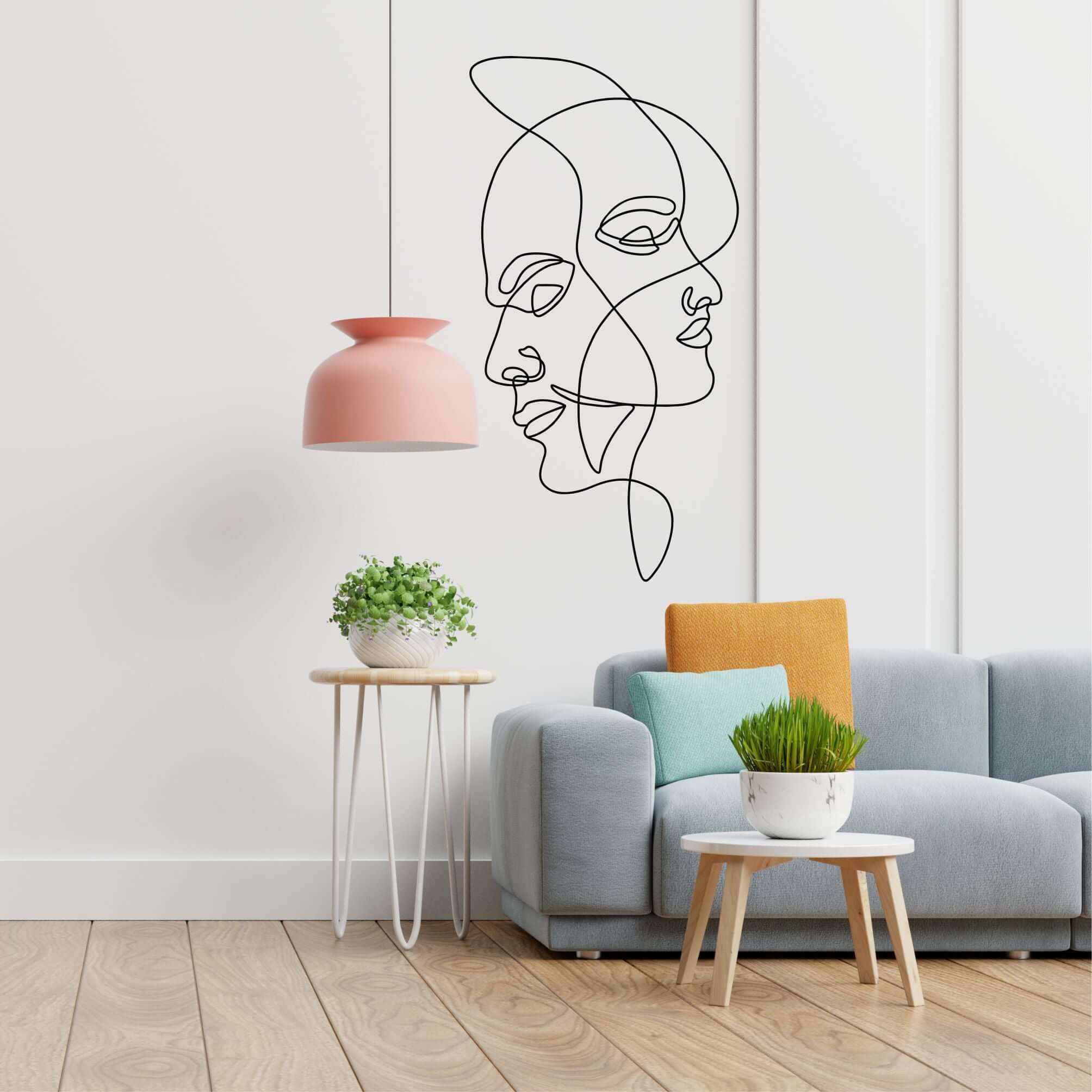Two Man Face Metal Wall Art