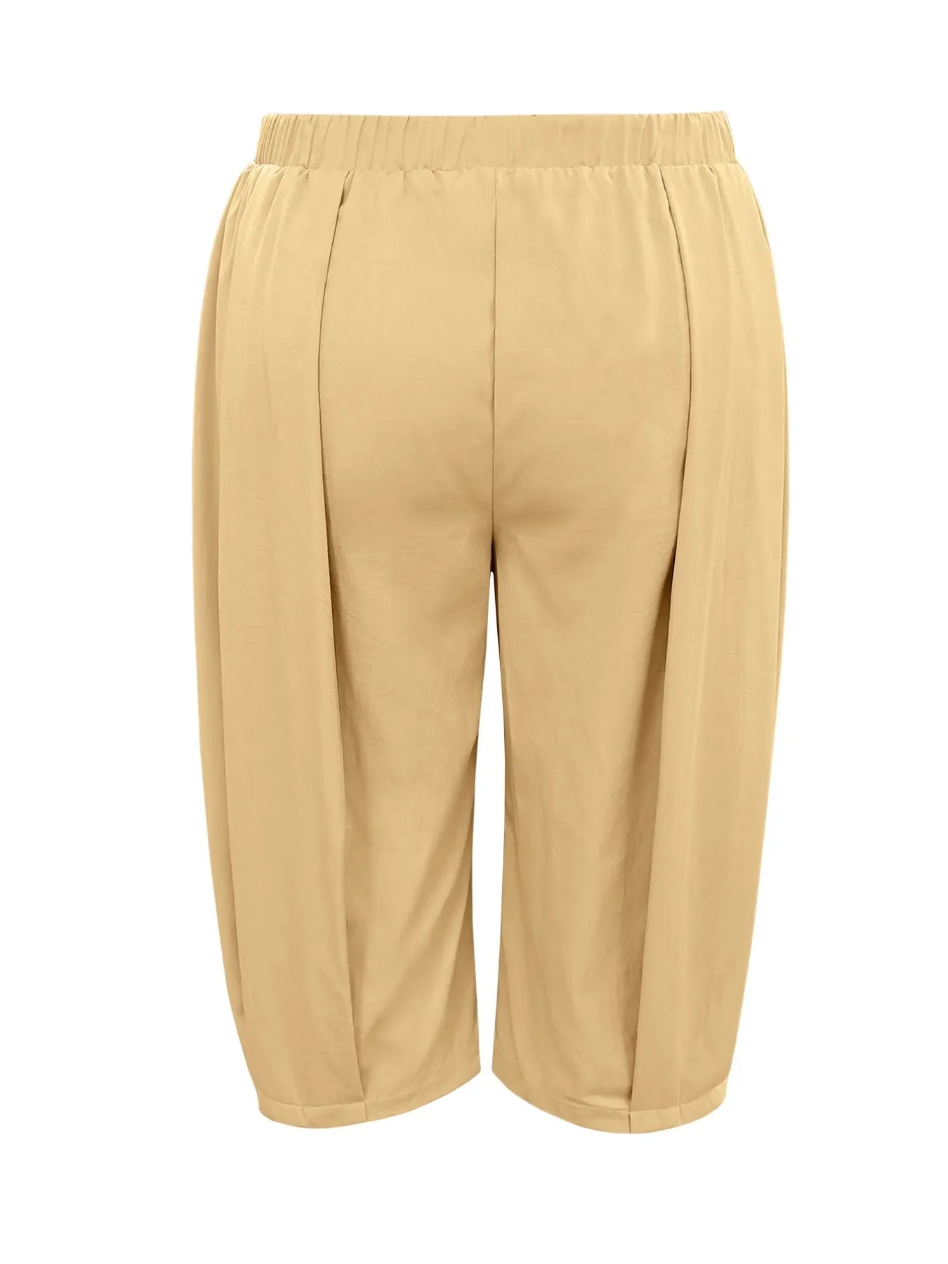 Plus Size Wide Leg Pleated Detail Cropped Pants
