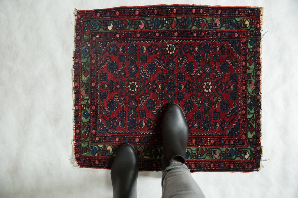 2x2.5 Antique Fine Hamadan Square Rug Mat