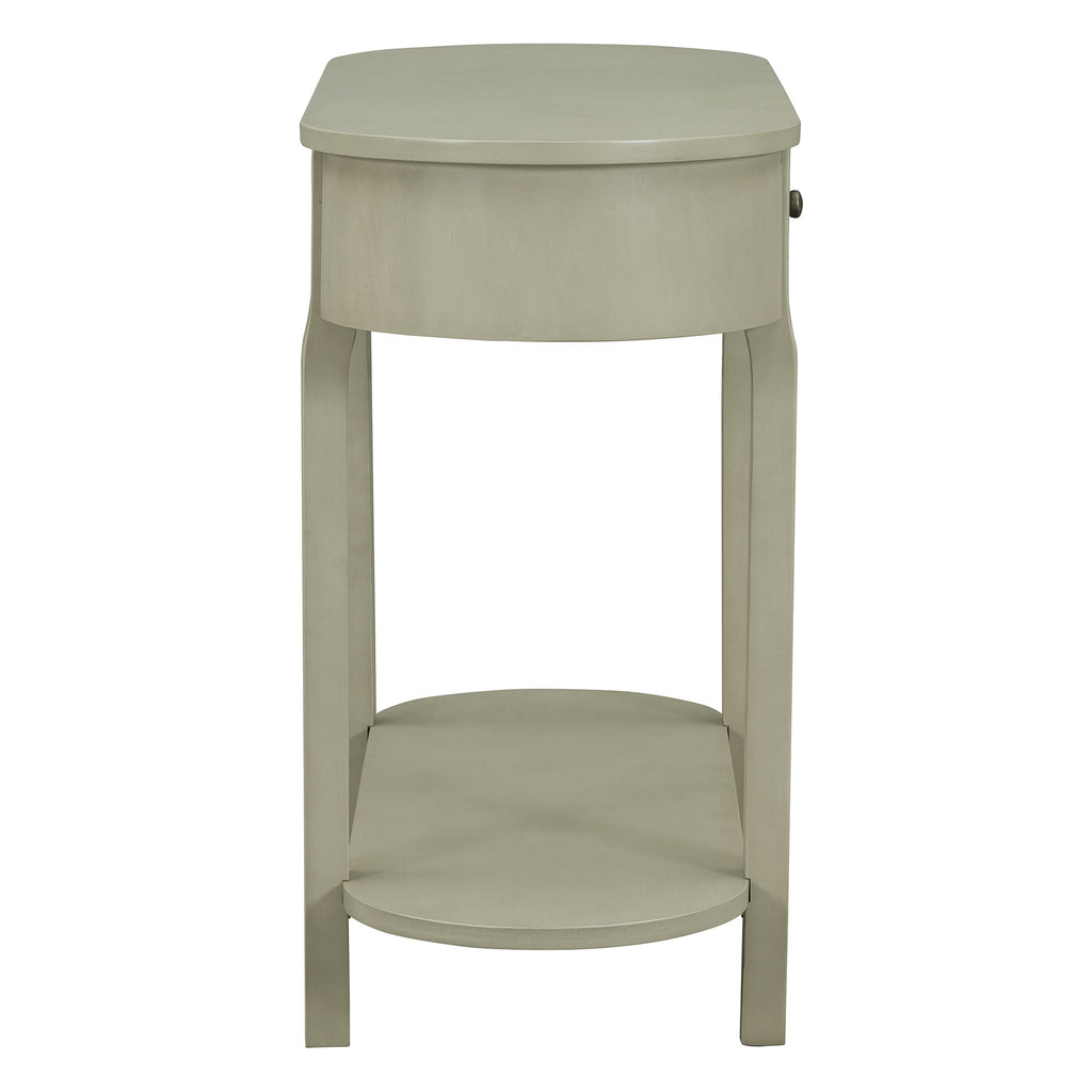 TREXM Elegant Retro Console Table with Curved Design and Smooth Glaze for Entryways, Living Rooms and hallways (Grey)