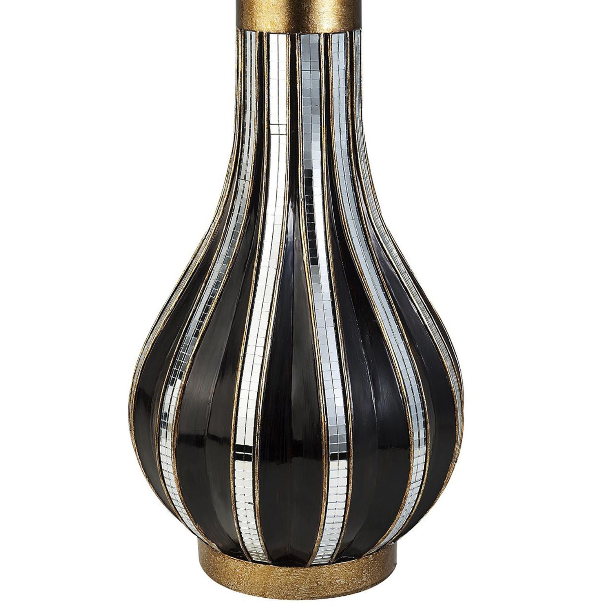 16.25" Tall Polyresin Decorative Vase, Gold finish with Mosaic Glass Stripes