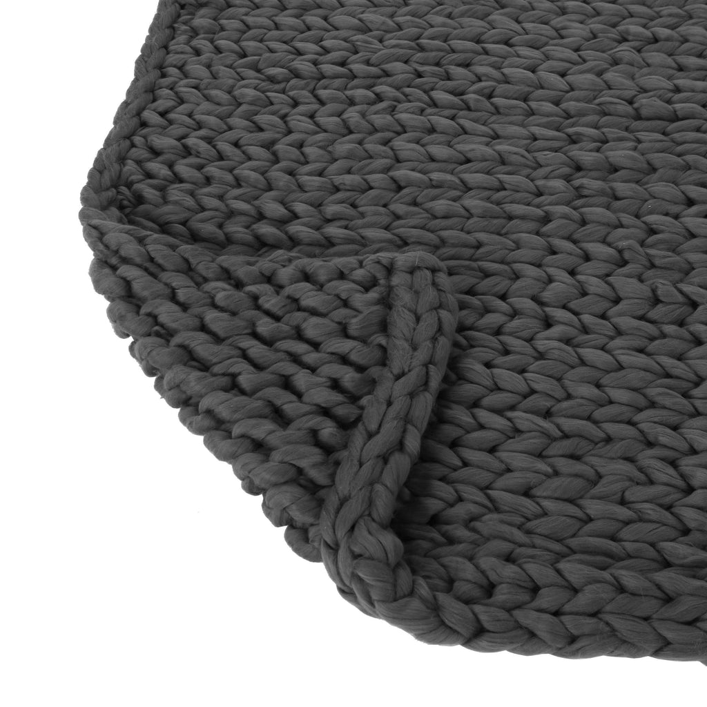 Cozy Knitted Acrylic Throw Blanket with Double Sided Design in Dark Grey, 50x60 Inches