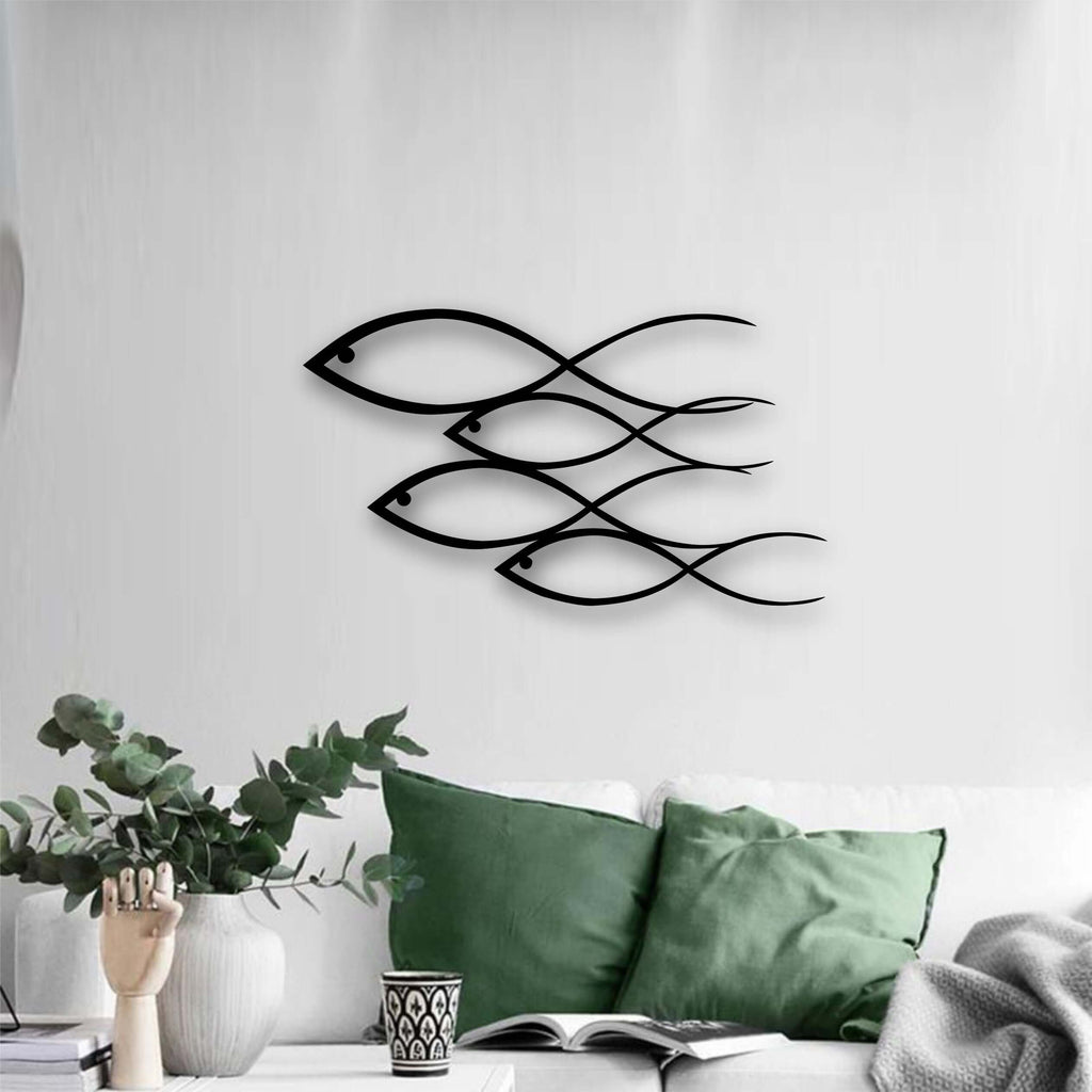 Fish Family Metal Wall Art