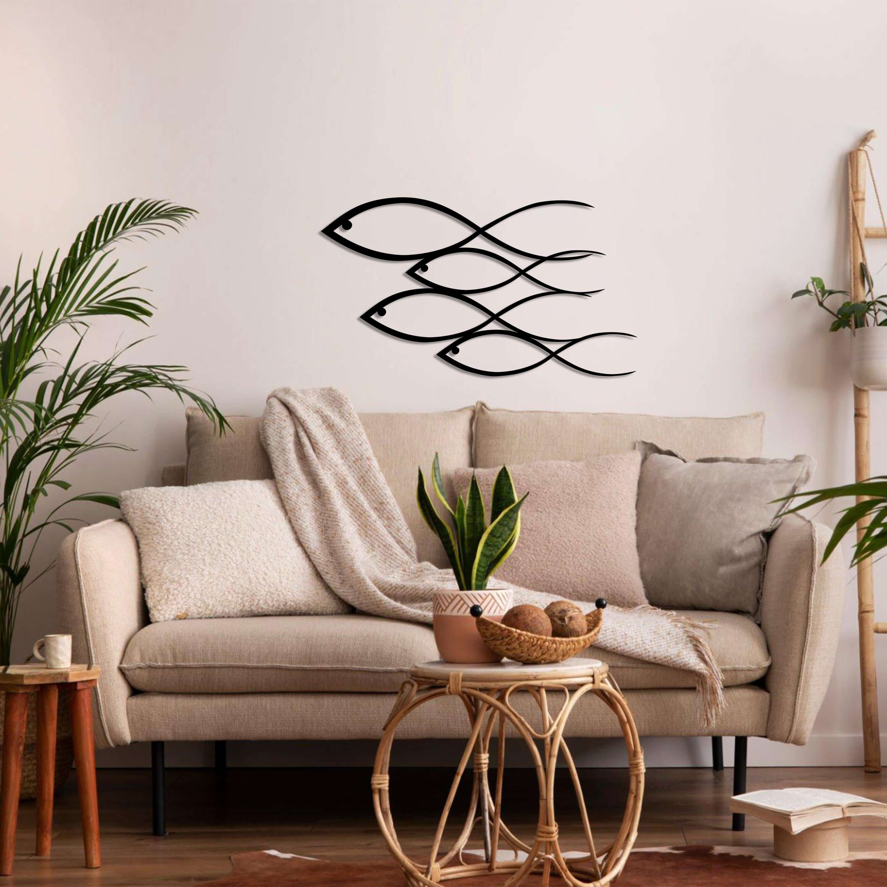 Fish Family Metal Wall Art