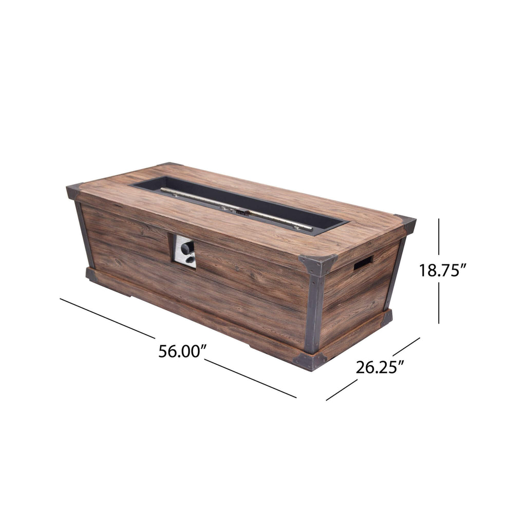 56" Outdoor 50K BTU Wood Pattern Rectangle Gas Burning Fire Pit (SAK43681)