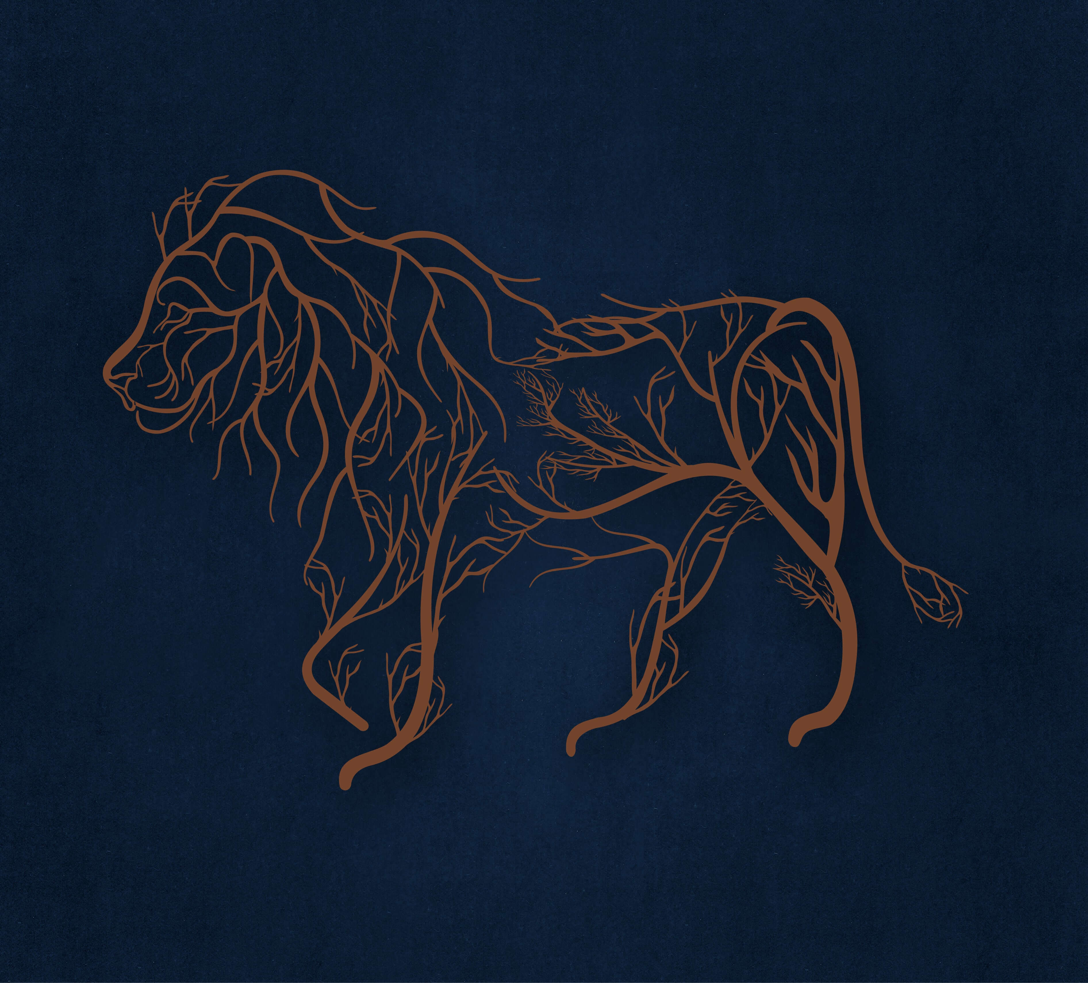 Tree Lion Metal Wall Art