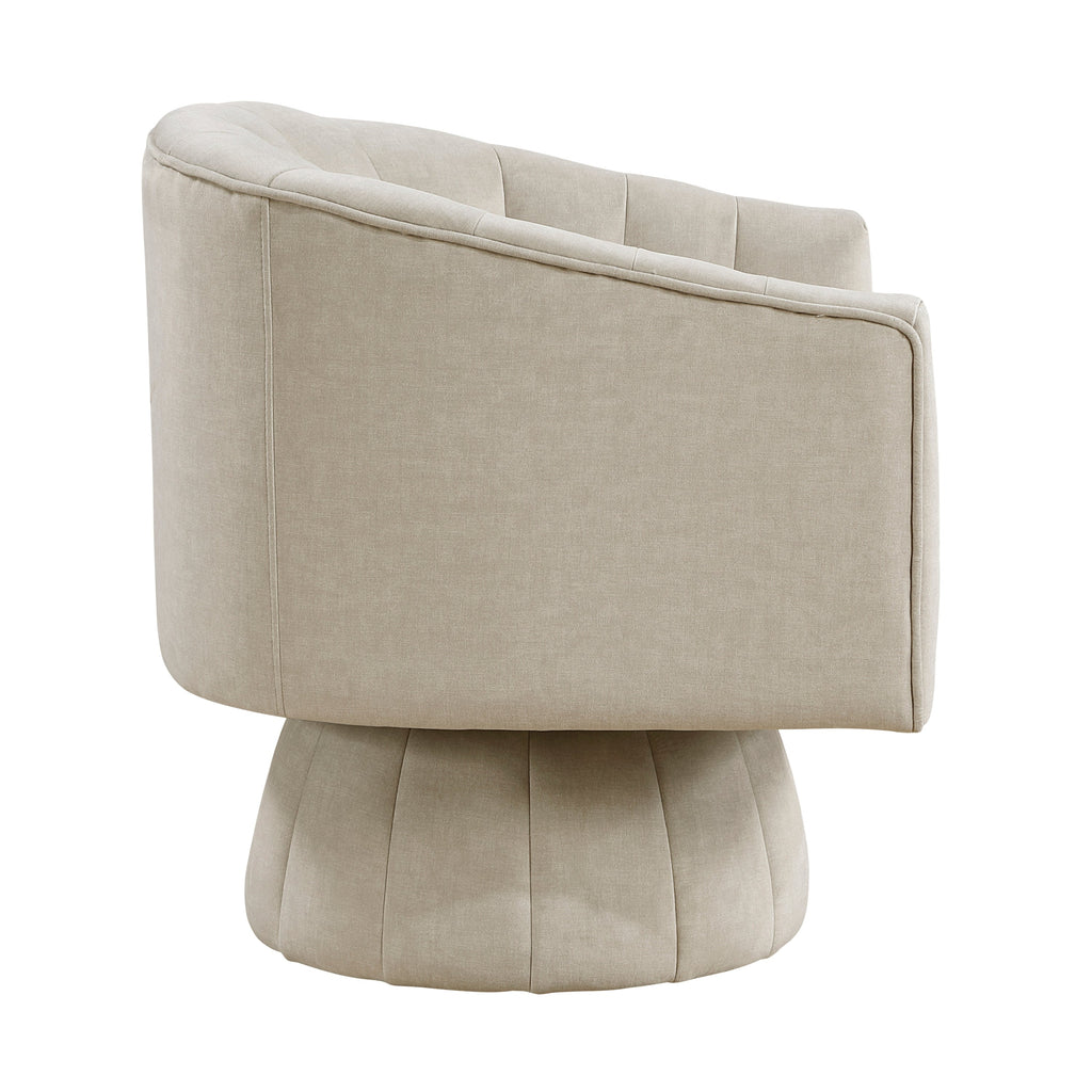 Taupe Velvet Accent Chair Modern Luxury Living Room Furniture, 1pc Swivel Chair Comfortable Barrel Back