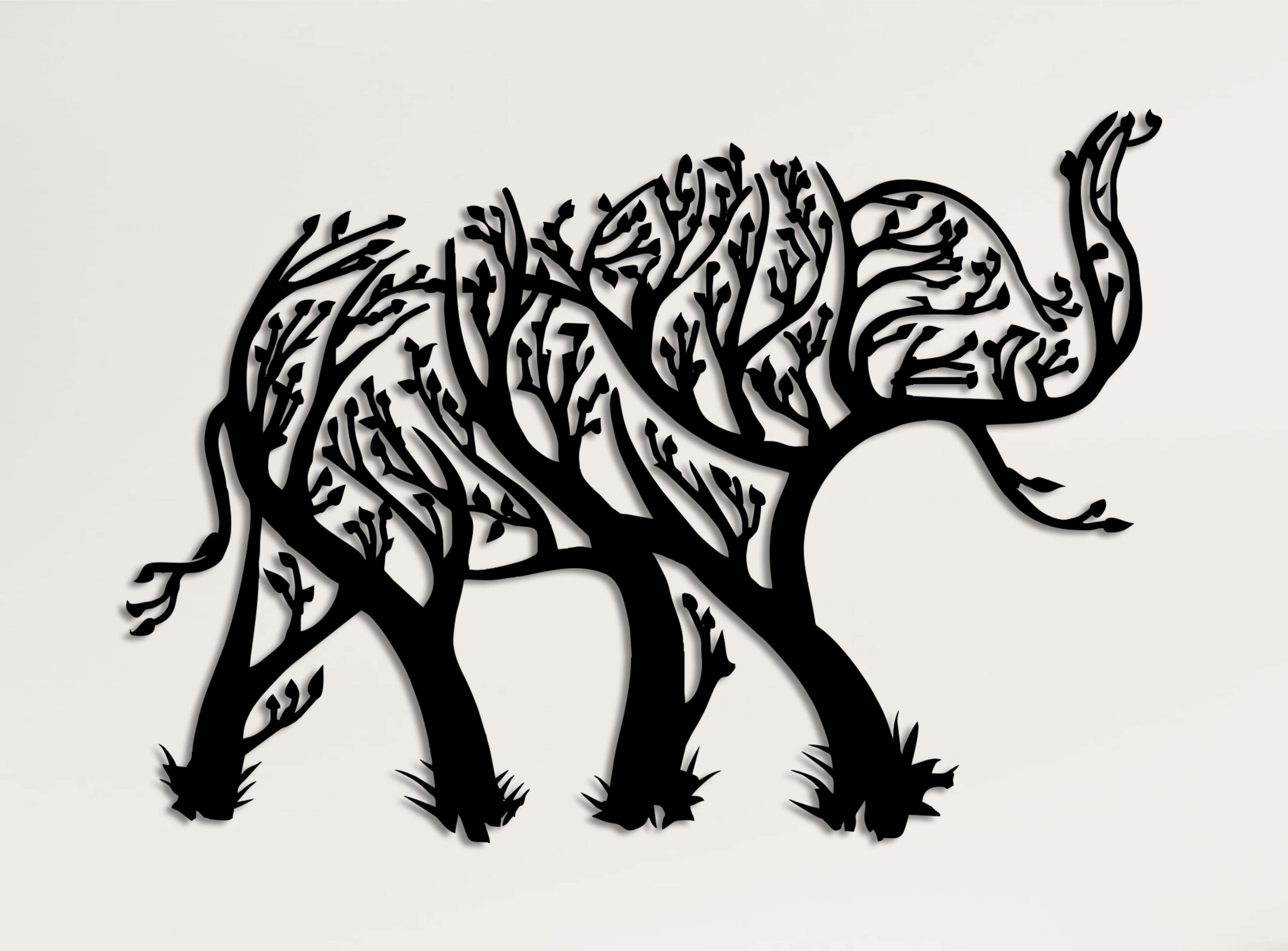 Tree Elephant Metal Wall Art