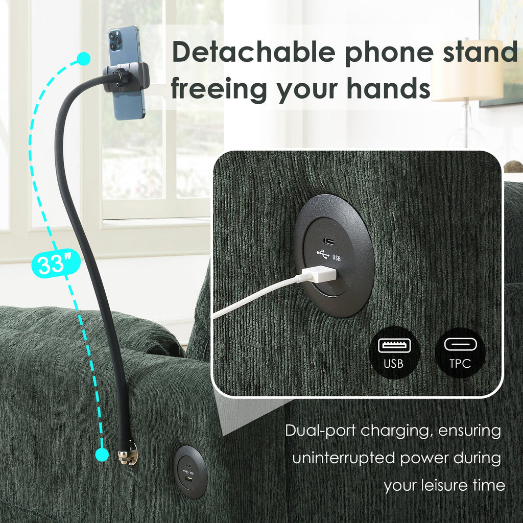 96.5'' Chenille Sectional Sofa with Storage Ottoman and Pockets,Adjustable Phone Holder,Wide Seat,4 Seat L Shaped Couch Set,Comfy Sofa with USB Charger for Living Room,Apartment,3 Colors