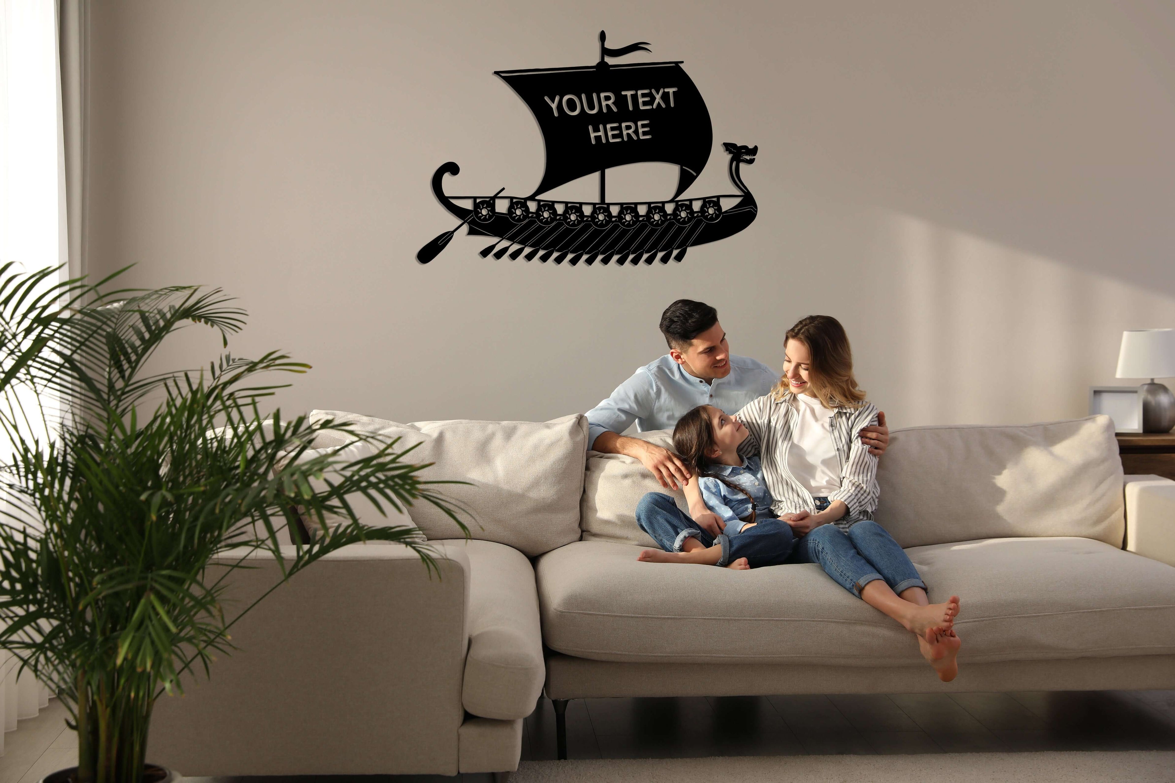 Personalized Viking Ship Metal Wall Art